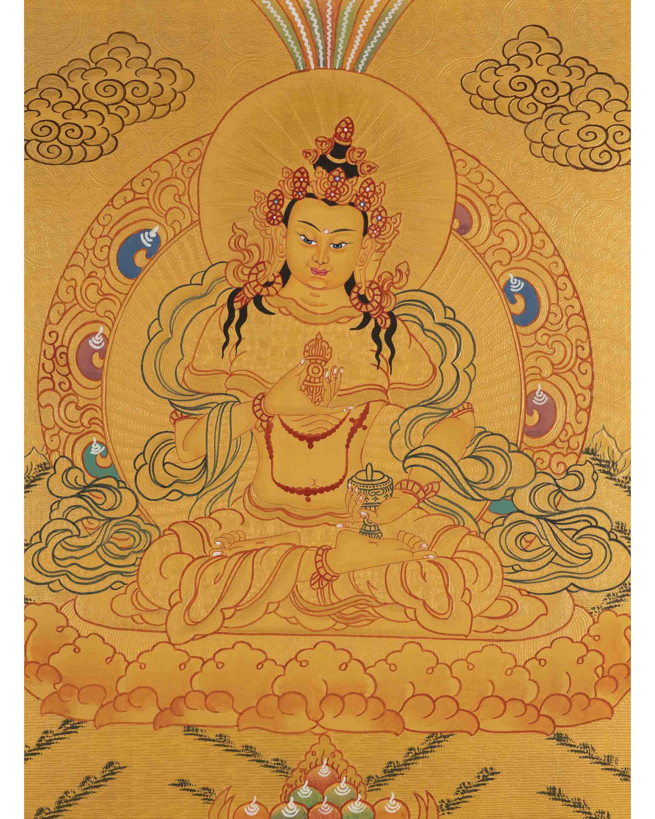 Vajrasattva Painting | Traditional Buddhist Thangka | Wall Hanging Decors