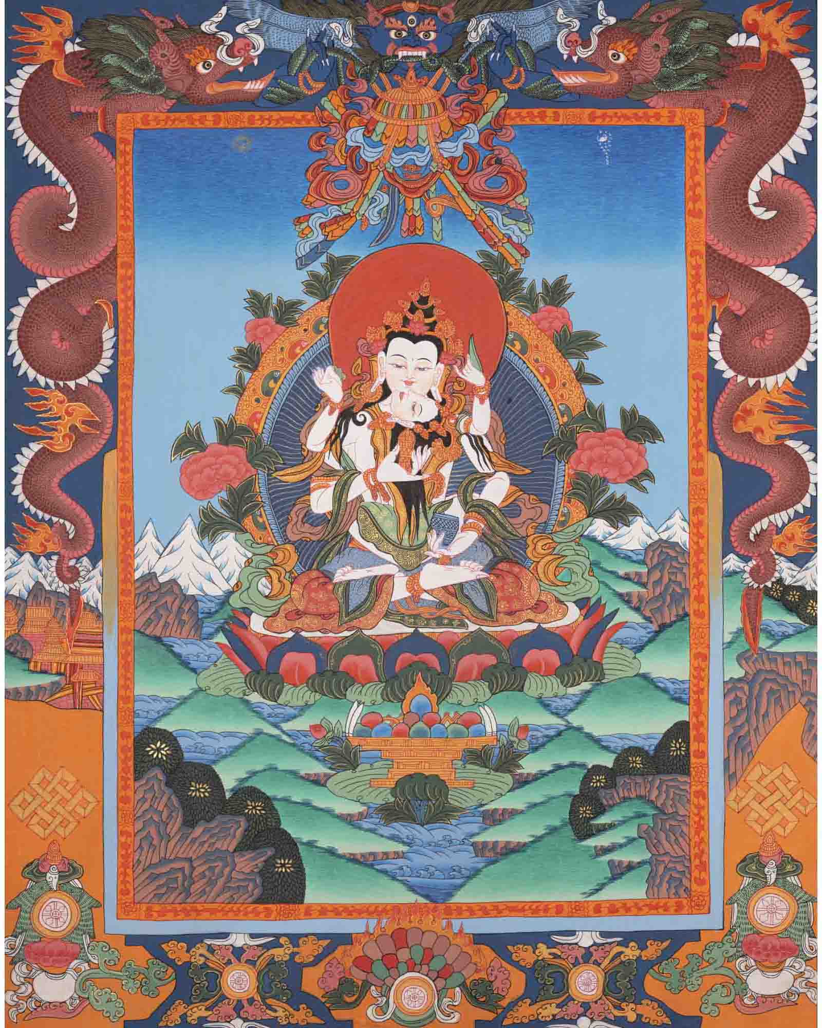 Vajrasattva Shakti Thangka | Traditioanl Tibetan Art | Wall Decors