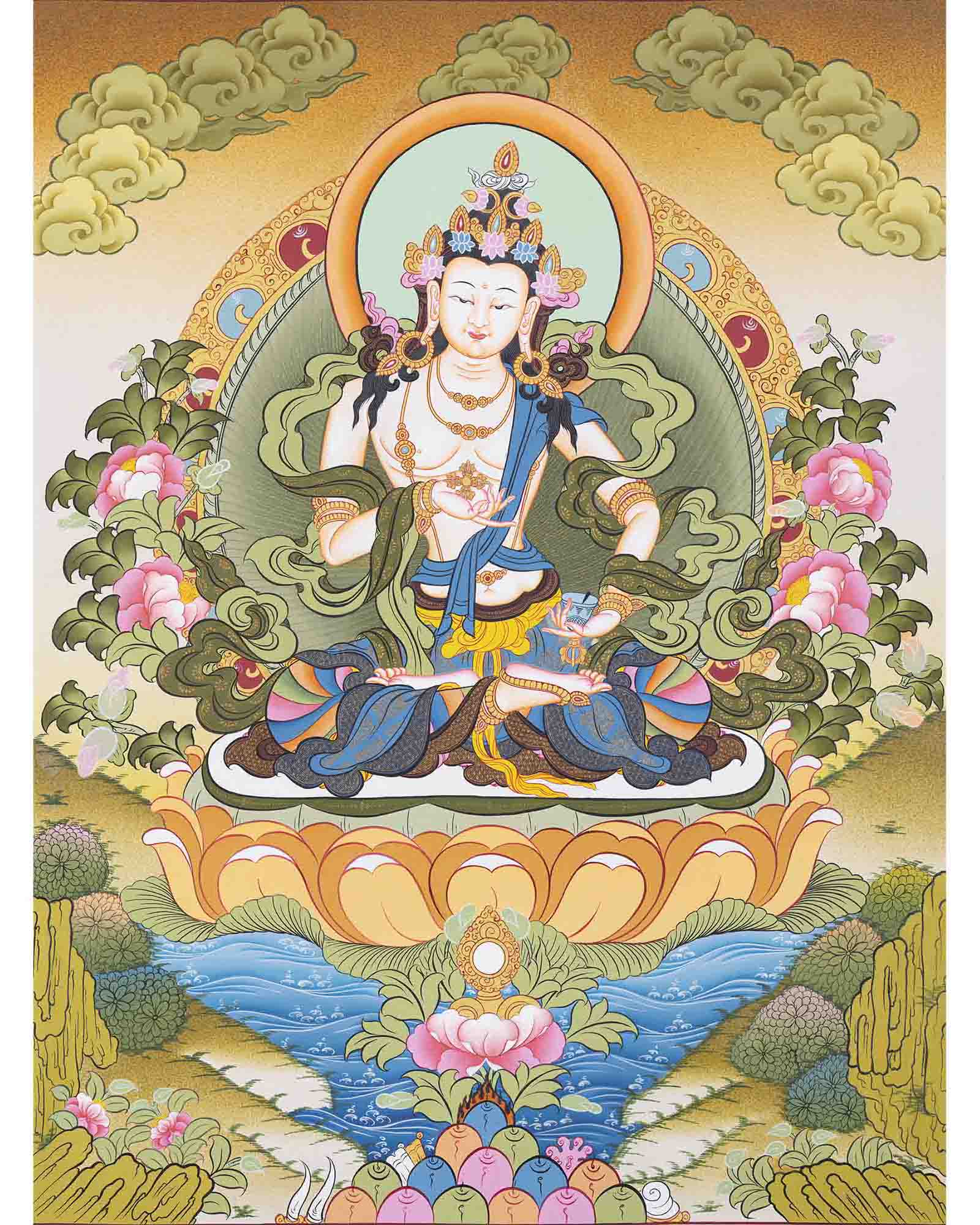 Vajrasattva Shakti Thangka | Traditional Tibetan Art | Wall Decors