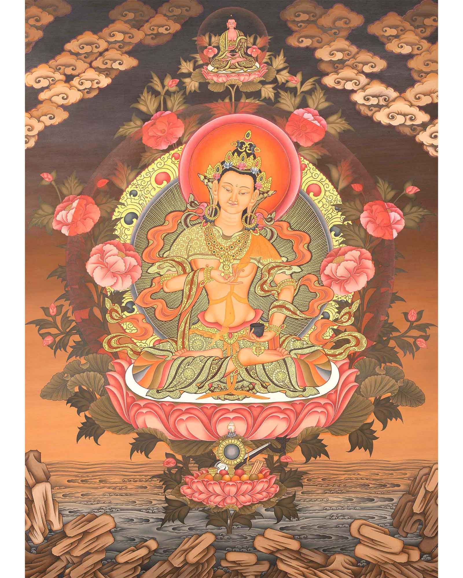Vajrasattva Thangka Art | Buddhist Original Hand-Painted Thangka