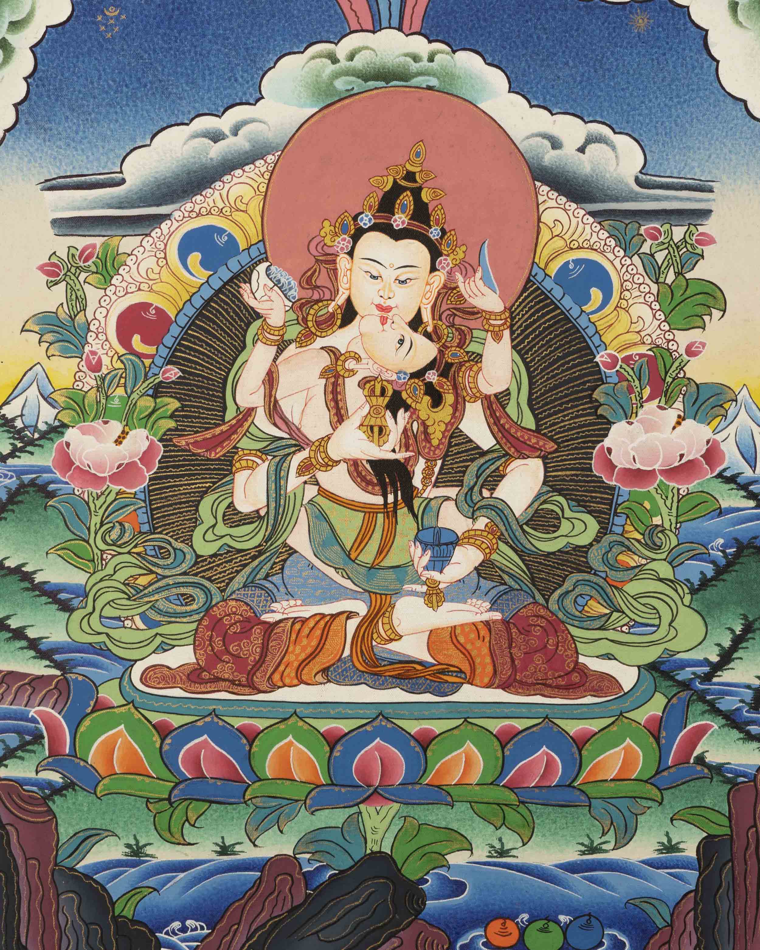 Vajrasattva Yab Yum Thangka | Tibetan Thangka Painting