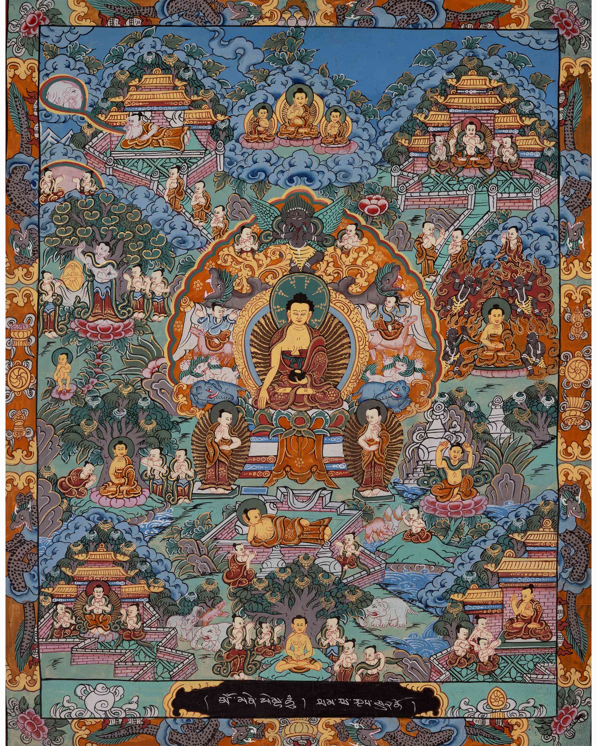 Vintage Life Story Of Buddha | Traditional Tibetan Thangka