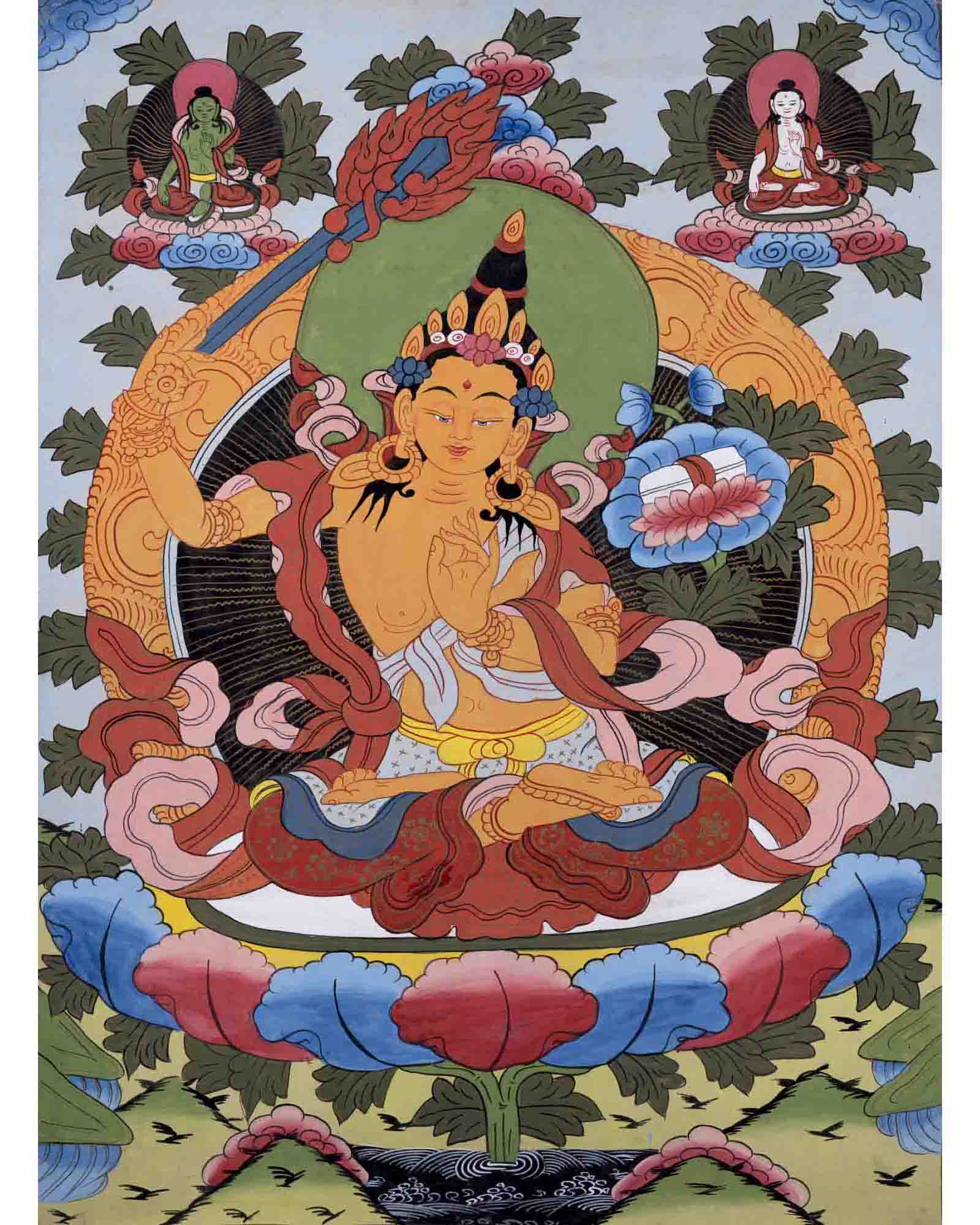 Vintage Manjushree Thangka | Traditional Tibetan Artwork | Wall Decors