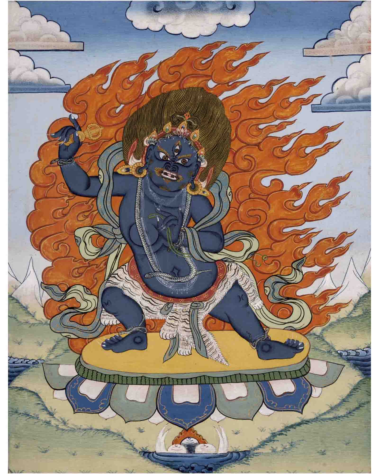 Vintage Vajrapani Thangka | Traditional Tibetan Painting | Wall Decors