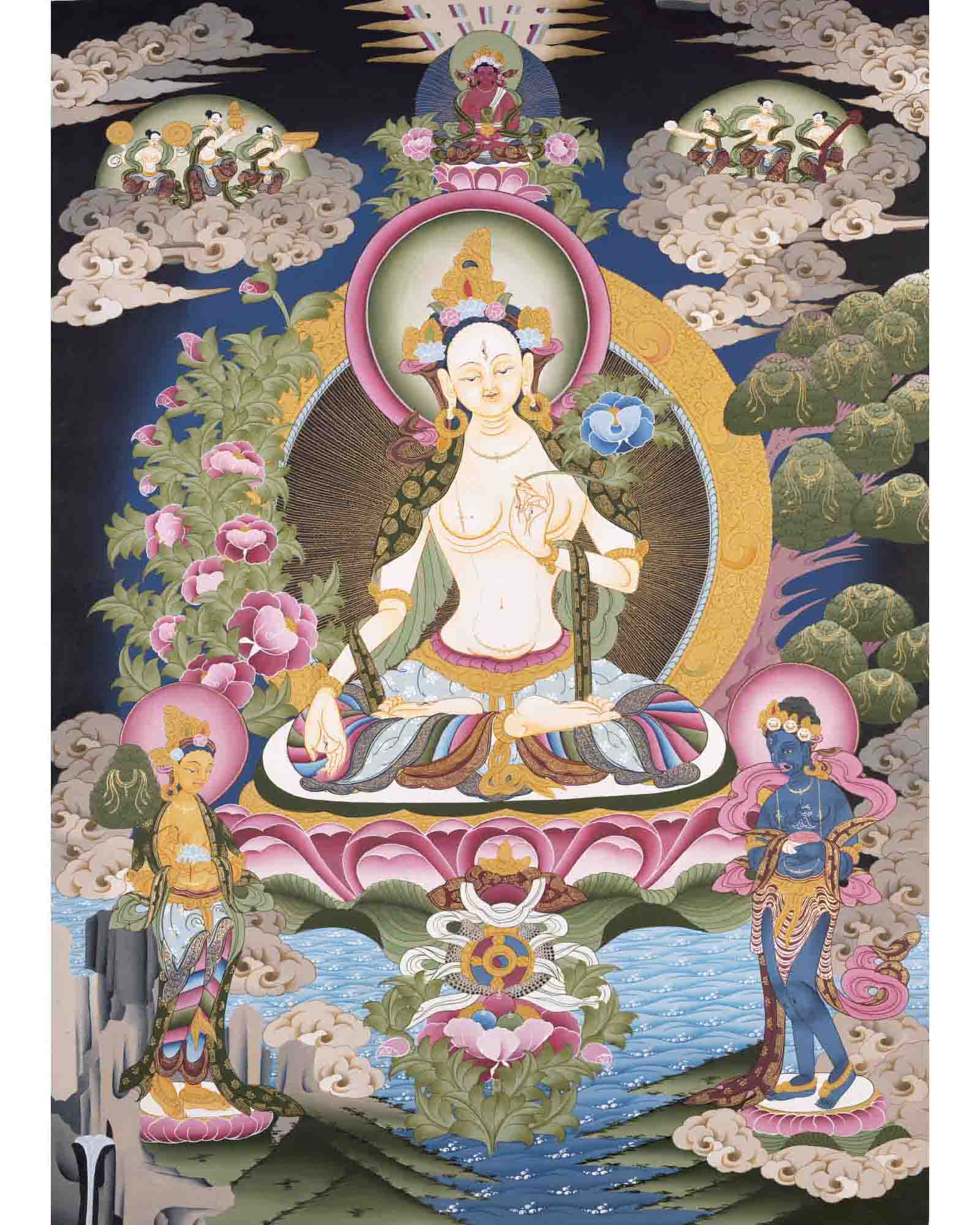 White Tara Thangka | Female Bodhisattva | Wall Hanging Decors