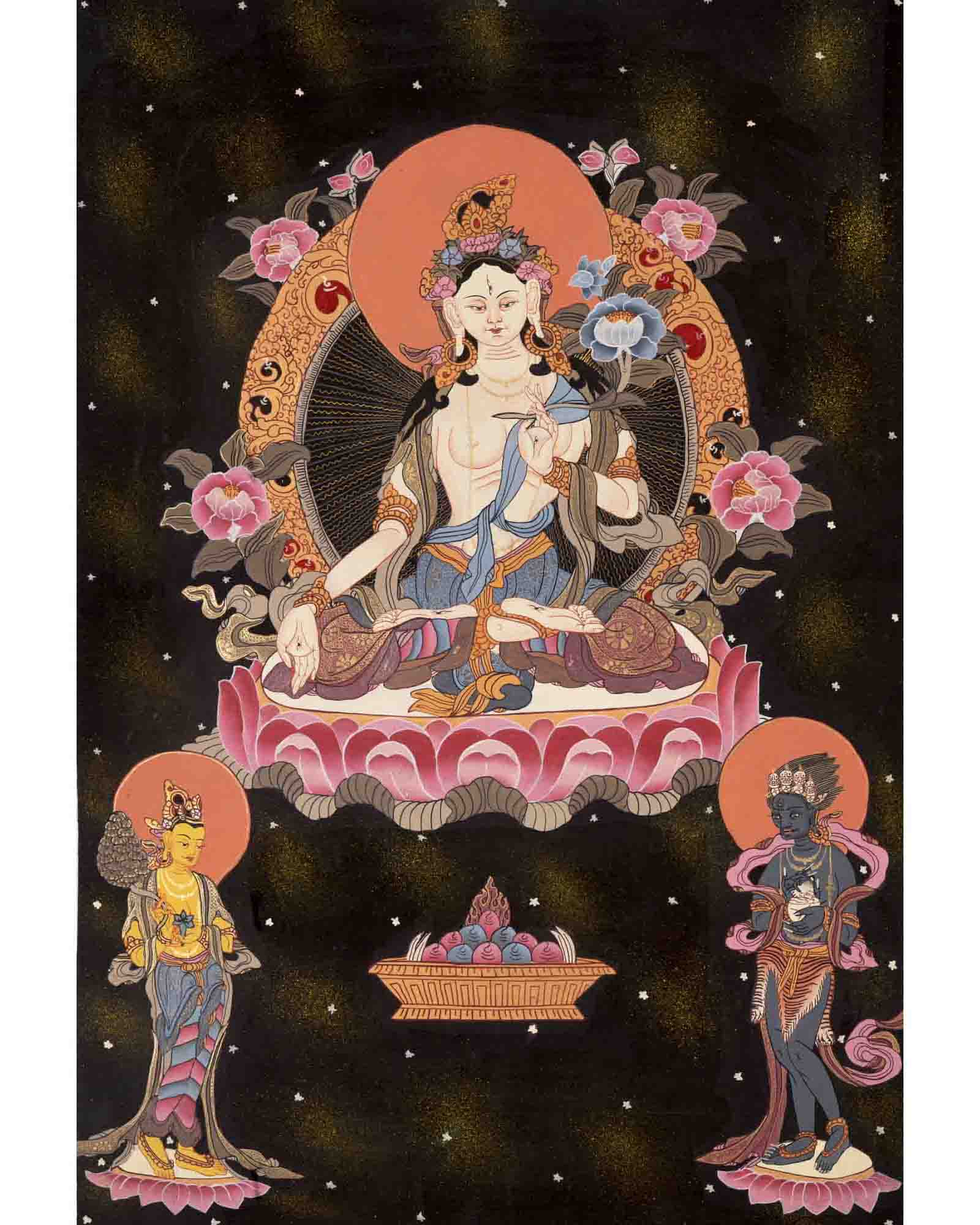 White Tara Thangka | Traditional Tibetan Art | Wall Decors