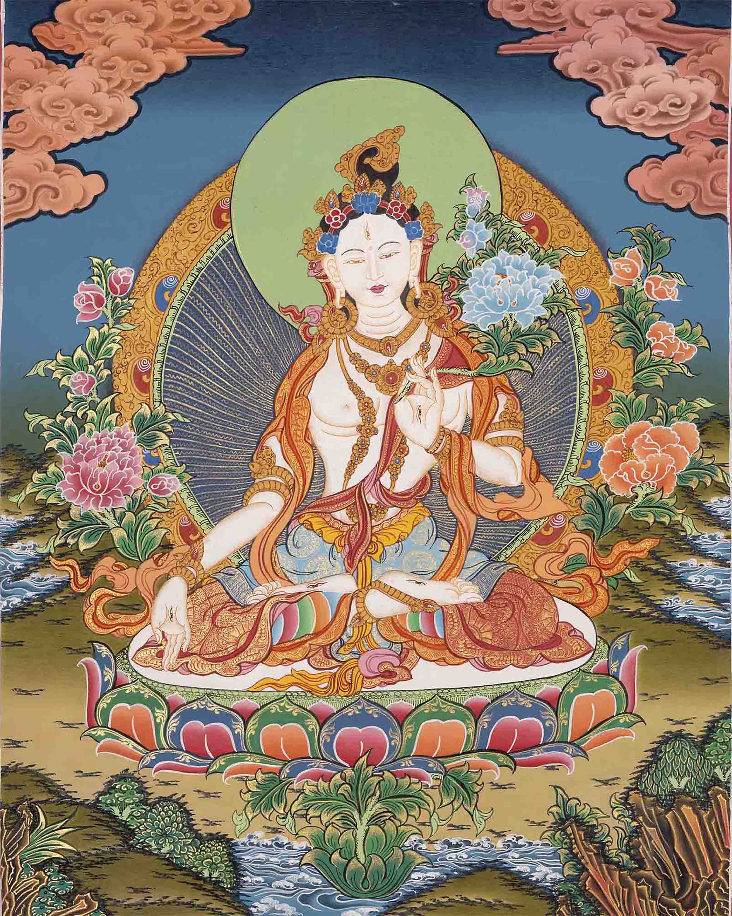 White Tara Thangka | Religious Buddhist Art | Wall Decors