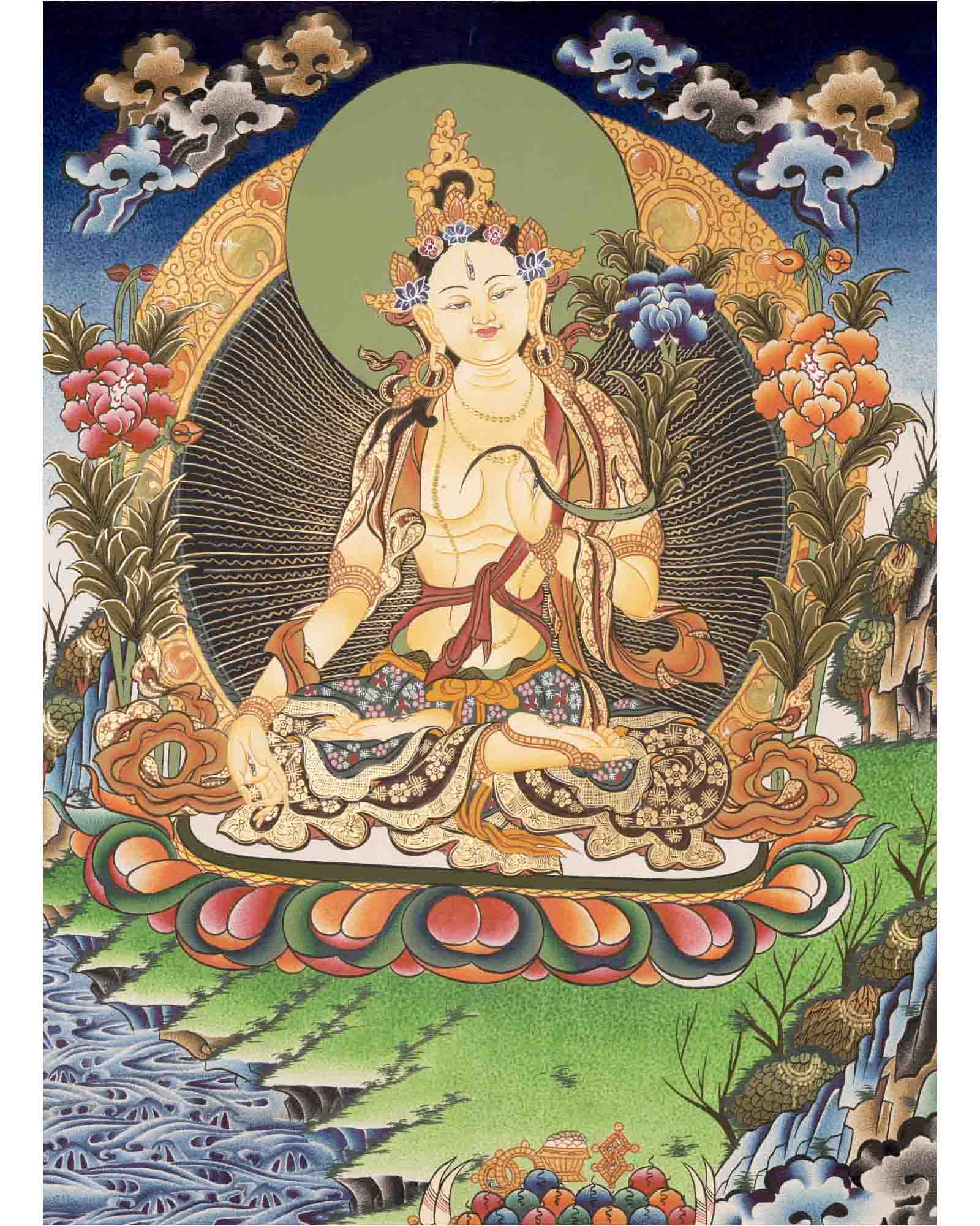 White Tara Thangka | Female Bodhisattva | Religious Buddhist Art