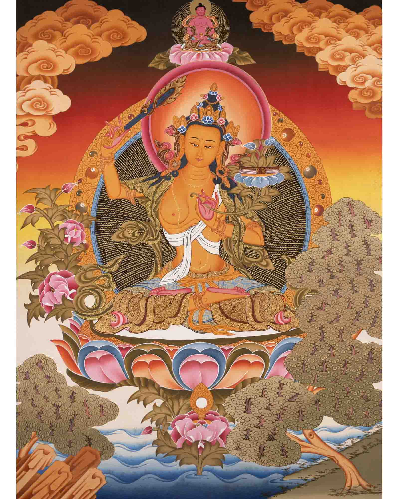 Wisdom Bodhisattva Manjushri | Religious Buddhist Thangka | Wall Decors