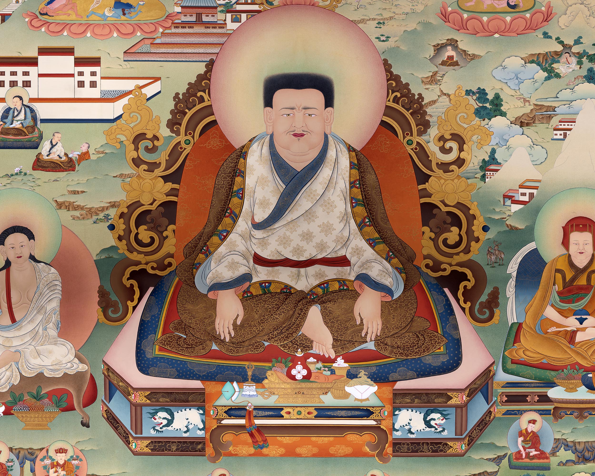 Rare Marpa Thangka, Painting of Kagyu Masters, High Quality Giclee Canvas Print, Digital Print