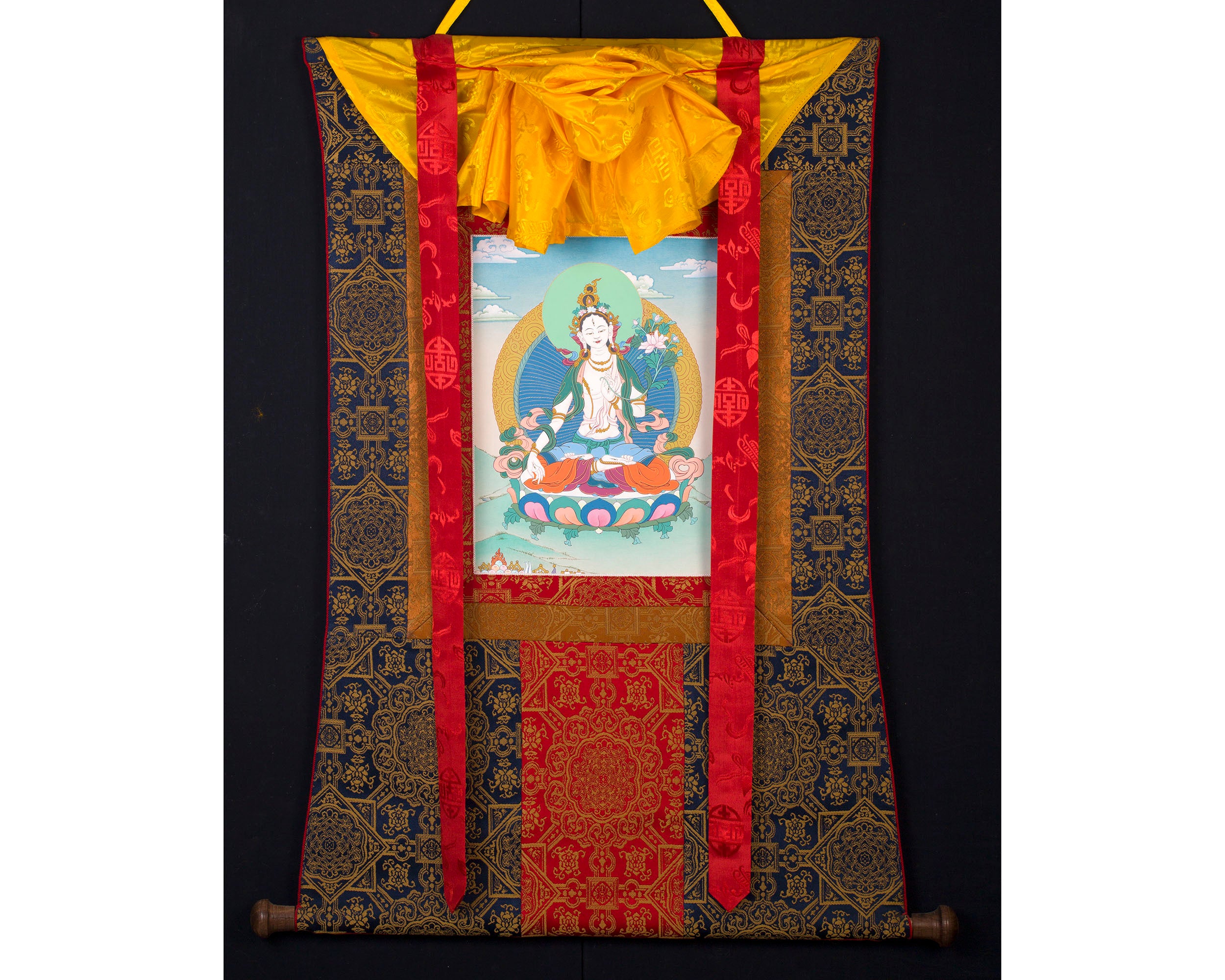 Mother White Tara | Brocade Thangka Art | Buddhist Deity