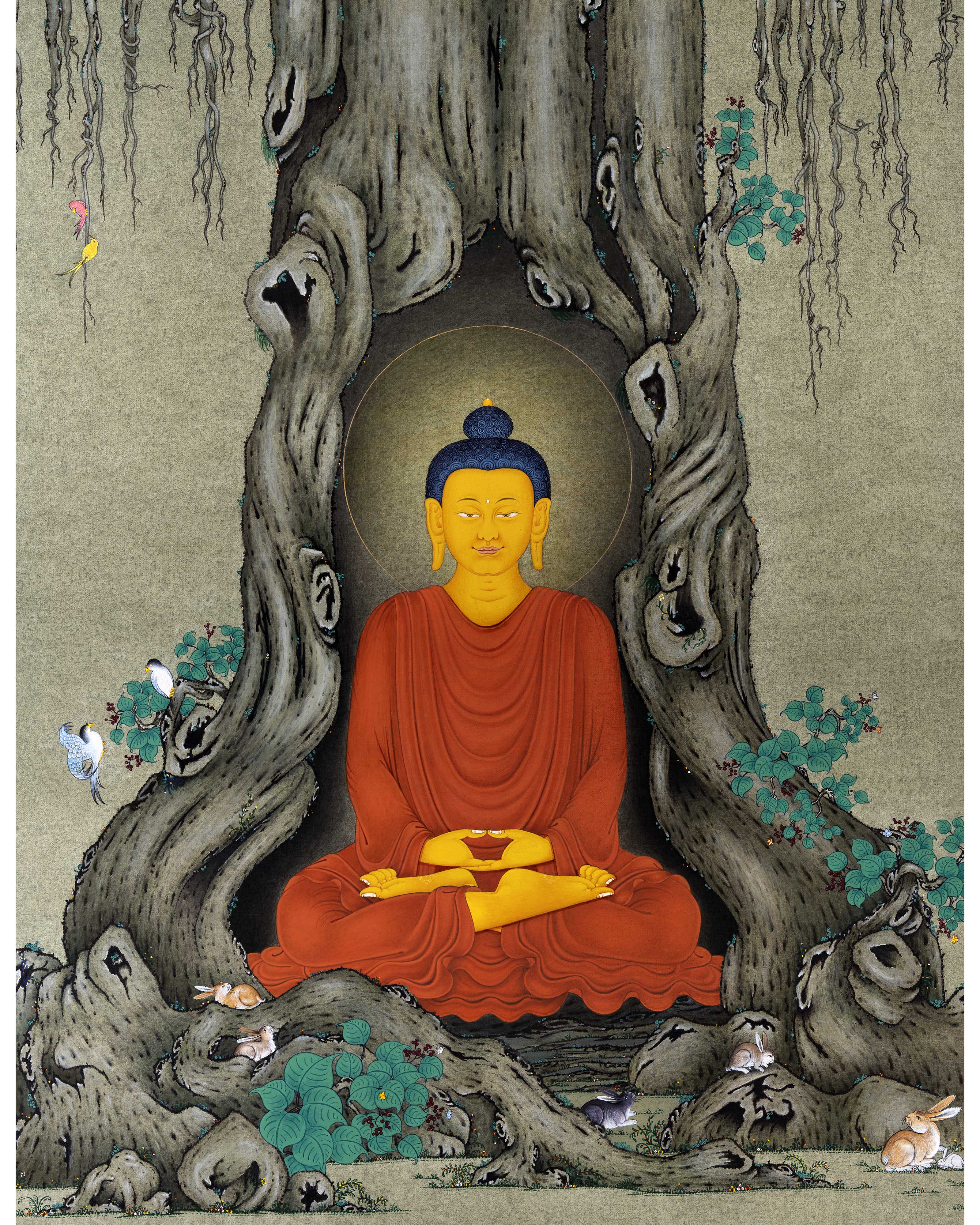 Meditating Shakyamuni | Happy Buddha Art | Buddhism Thangka