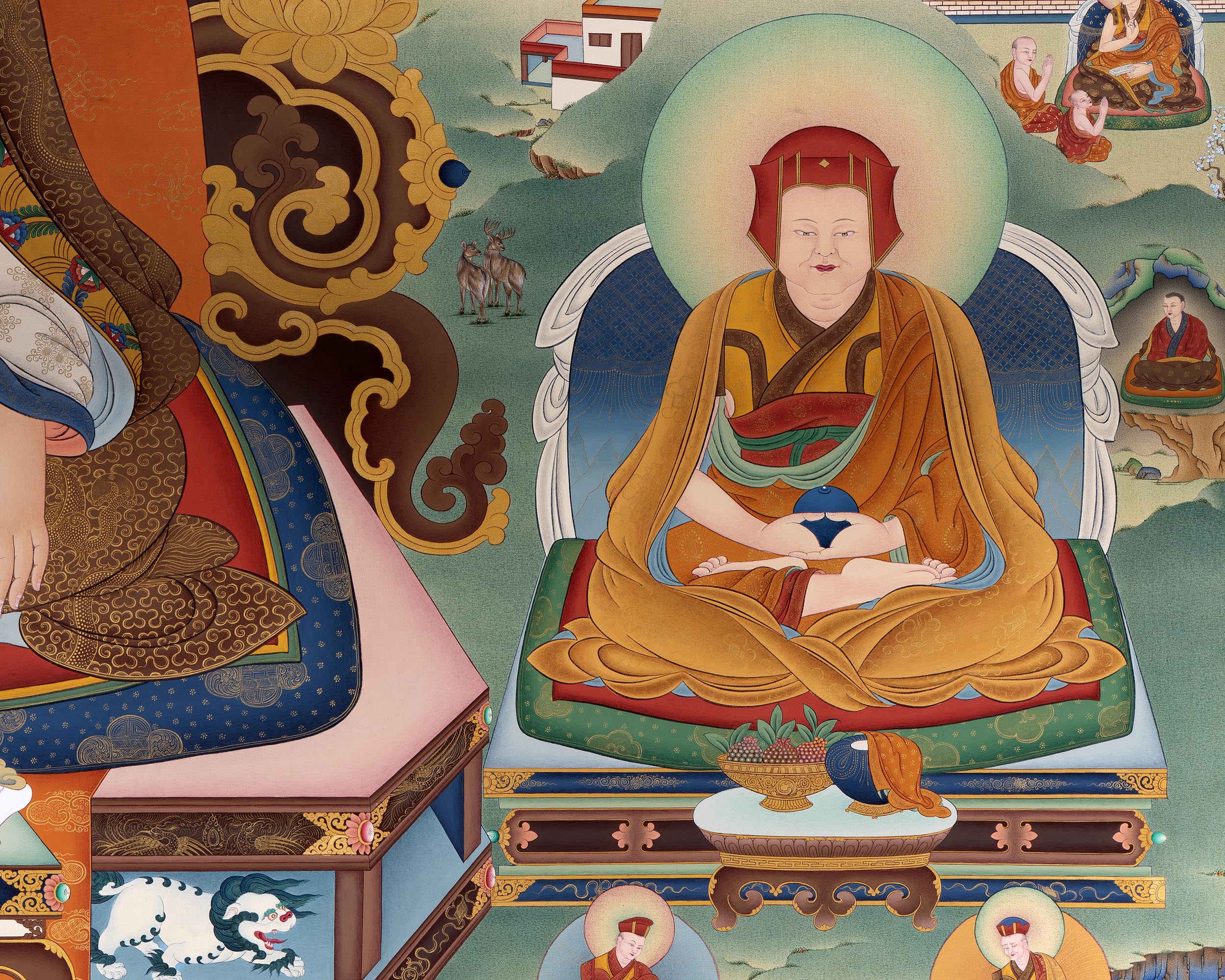 Rare Marpa Thangka, Painting of Kagyu Masters, High Quality Giclee Canvas Print, Digital Print