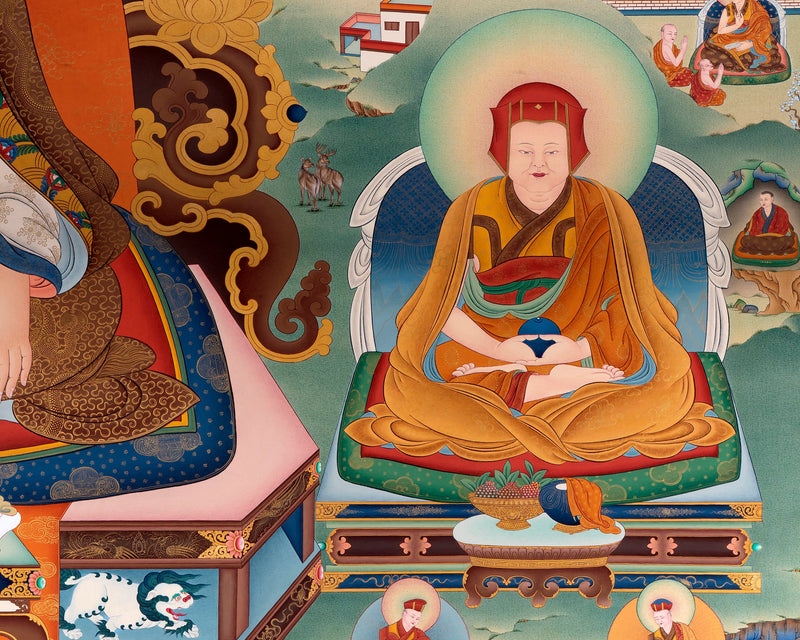 Rare Marpa Thangka, Painting of Kagyu Masters,  High Quality Giclee Canvas Print, Digital Print