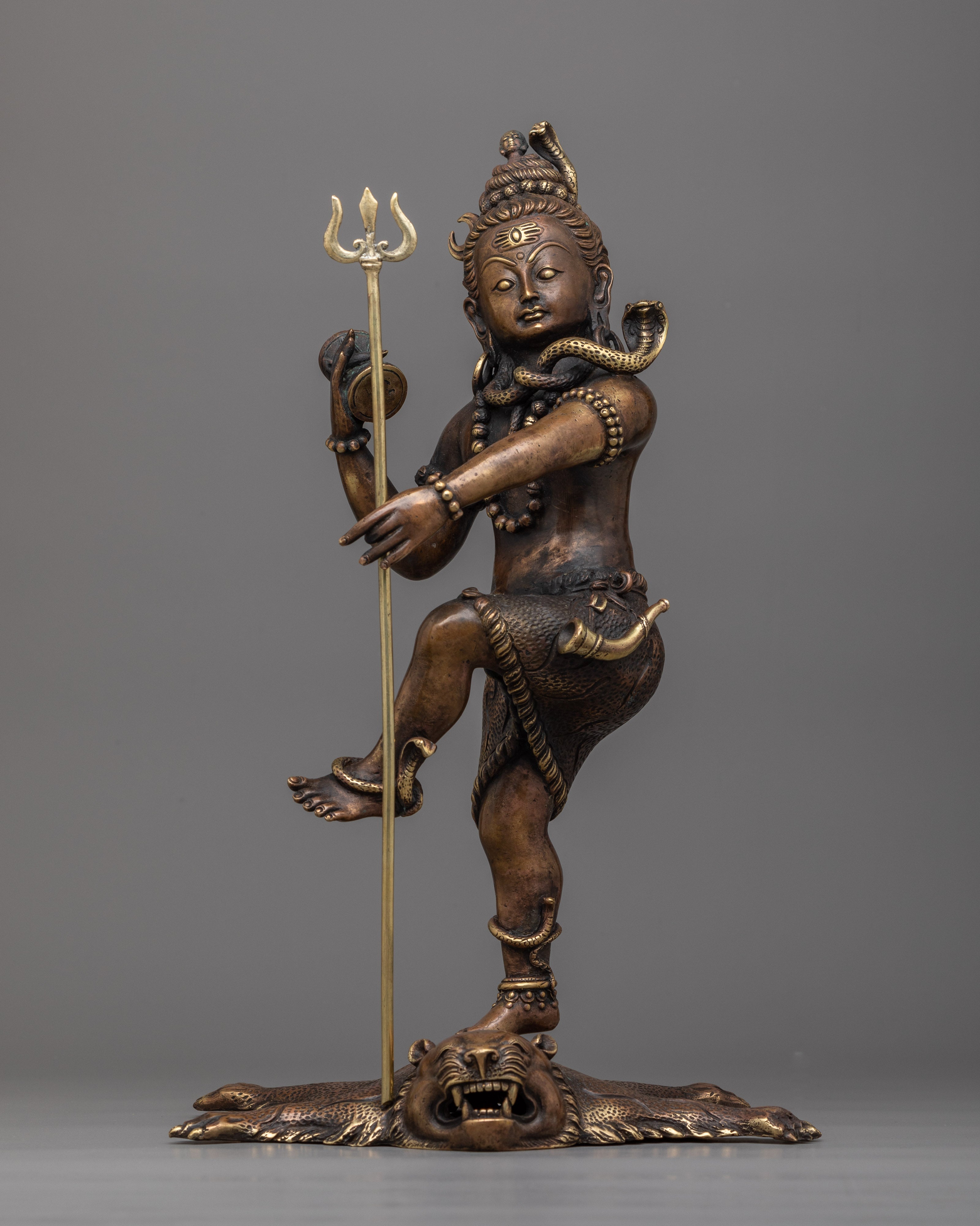 Brass Dancing Shiva Statue With Trident 24