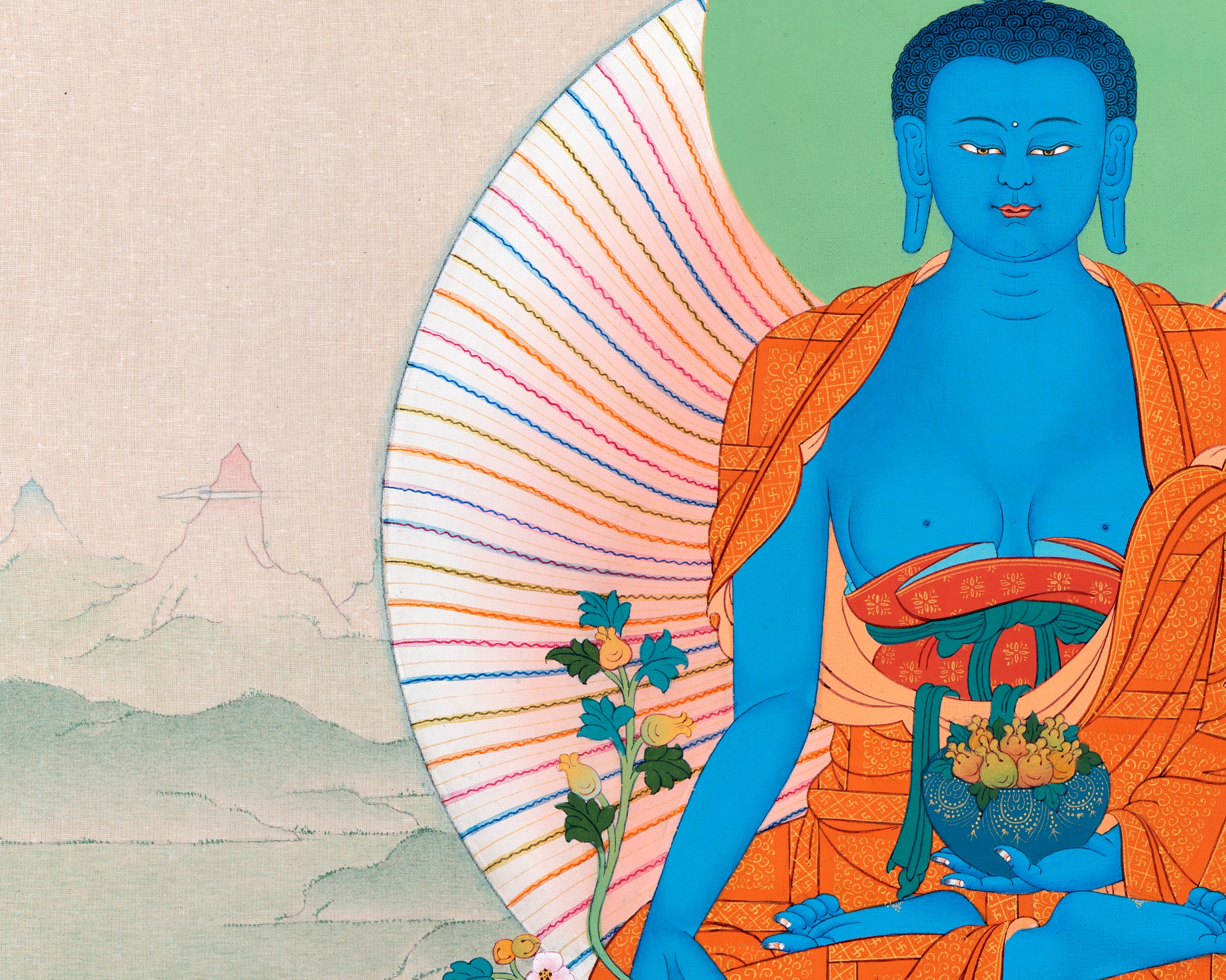 Medicine Buddha Thangka | The Healer For all Beings | Buddhist Deity