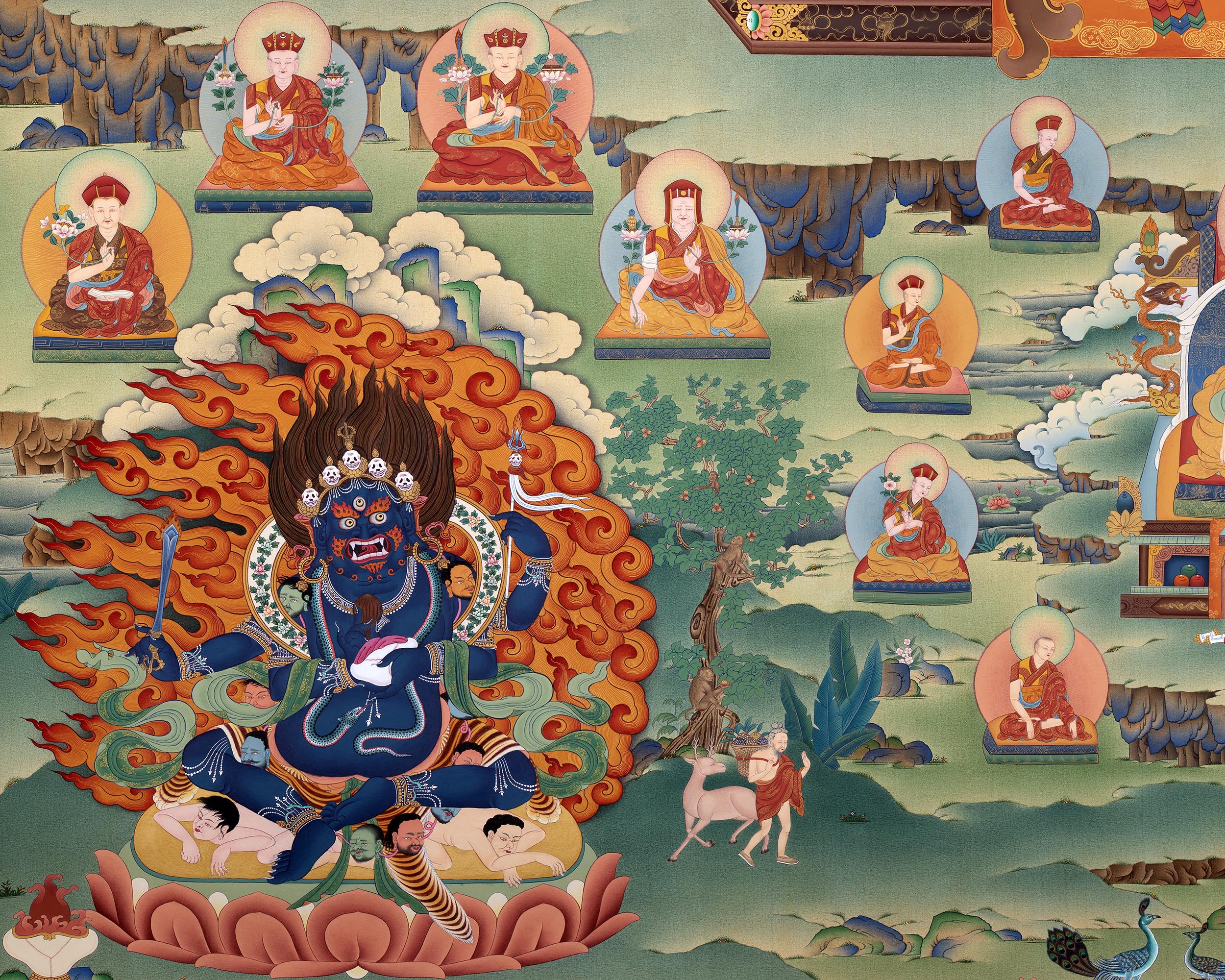 Rare Marpa Thangka, Painting of Kagyu Masters, High Quality Giclee Canvas Print, Digital Print