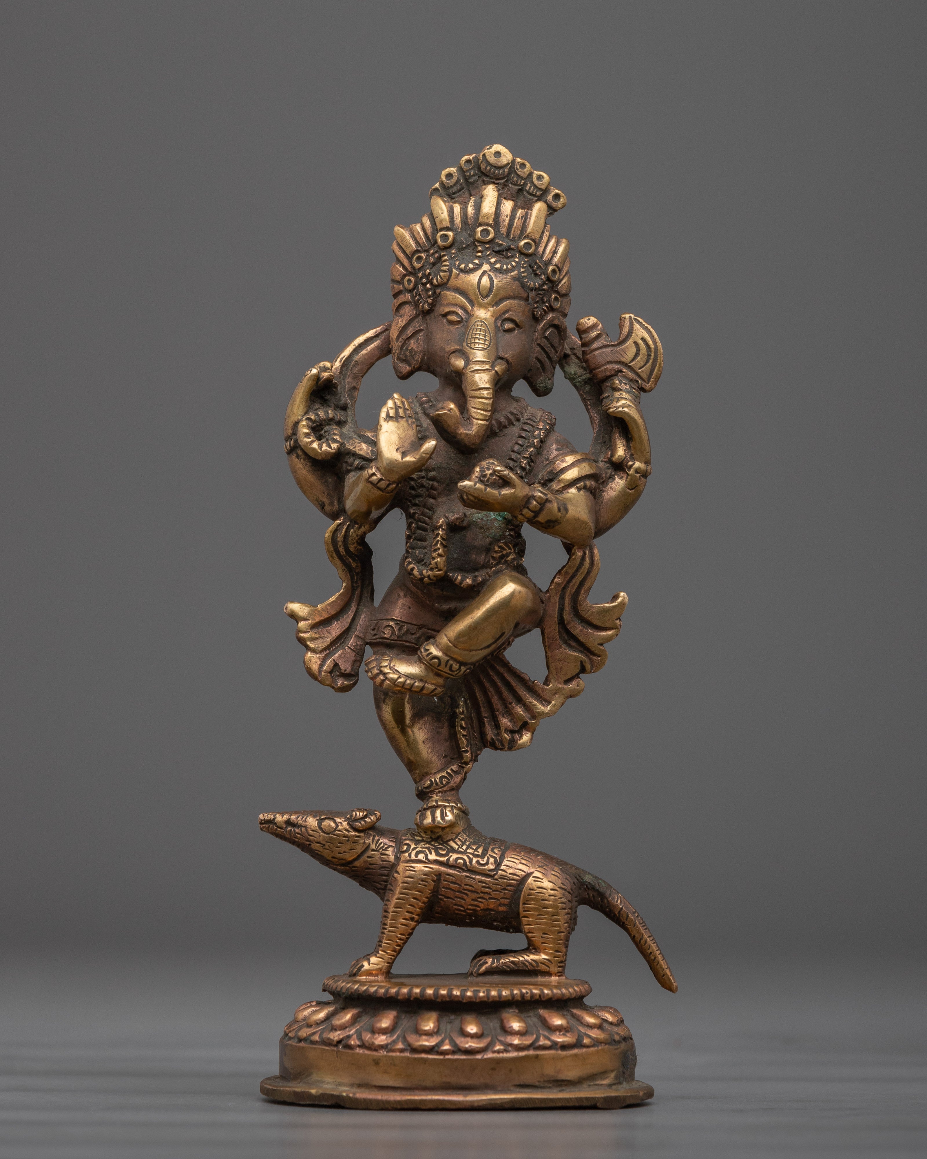 Handcrafted Ganesh Decor Statue | Exquisite Copper Body Sculpture for Home Décor