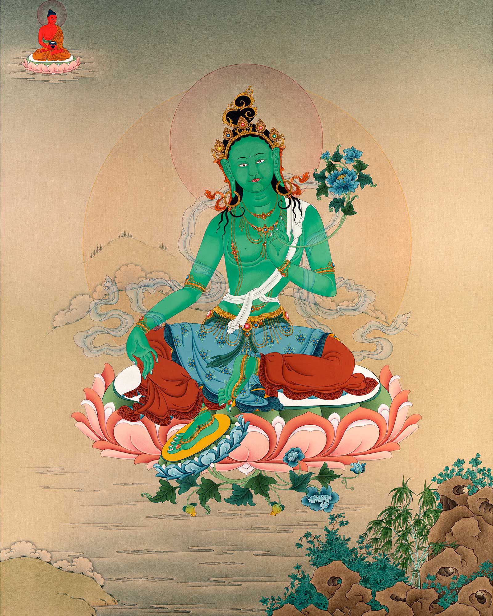Green Tara Deity Painting