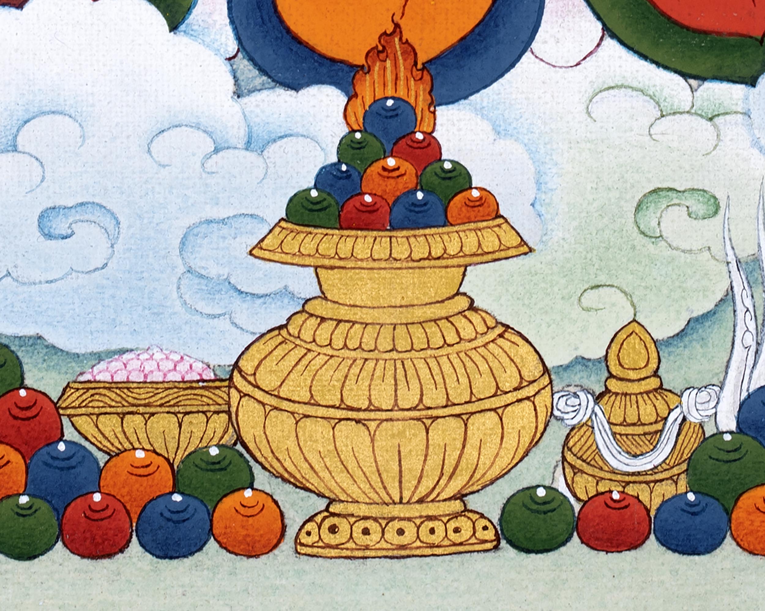 White Mahakala Thangka | Traditionally Hand painted Six-armed Mahakala