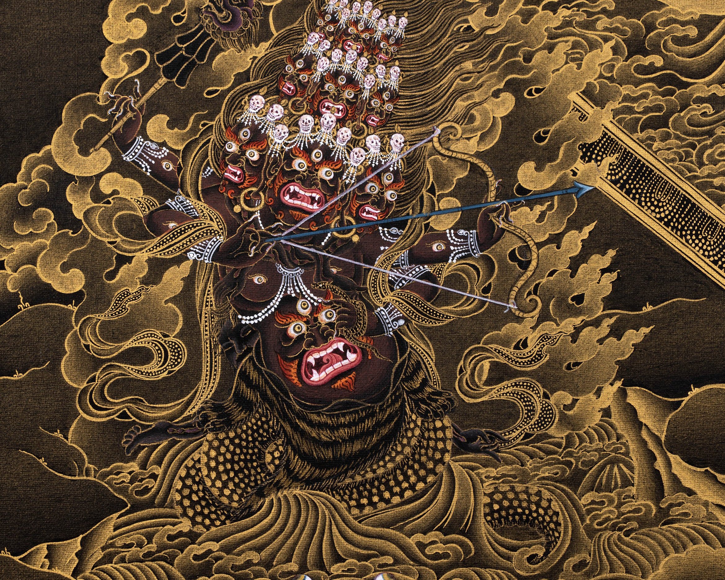 Rare Thangka of Ekajati Rahula Dorje Legpa, Original Painting of Mahakala, Mahakala Thangka