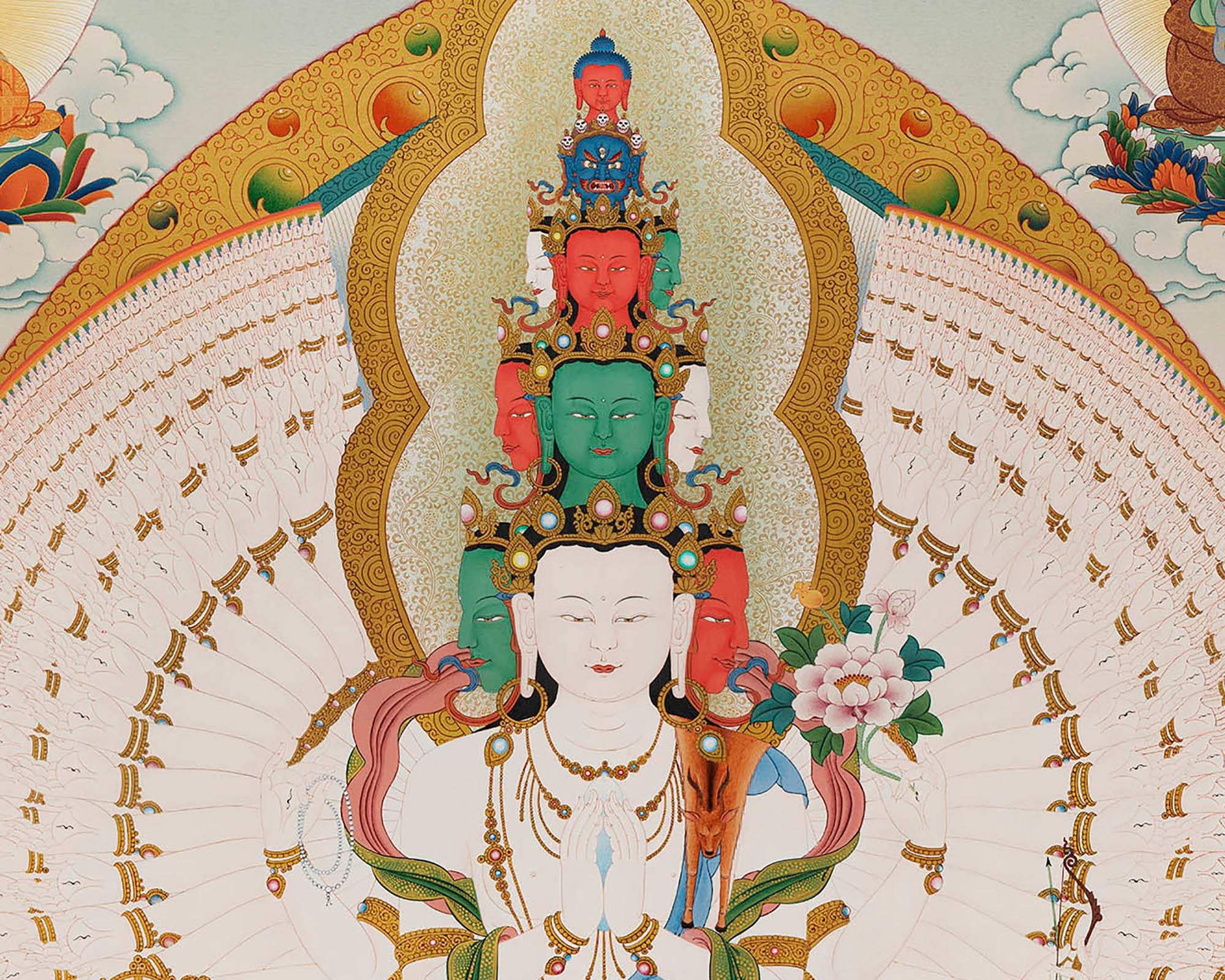 Avalokiteshvara | Chenrezig | Manjushri |Tibetan Thangka Print | Vajrayana Painting