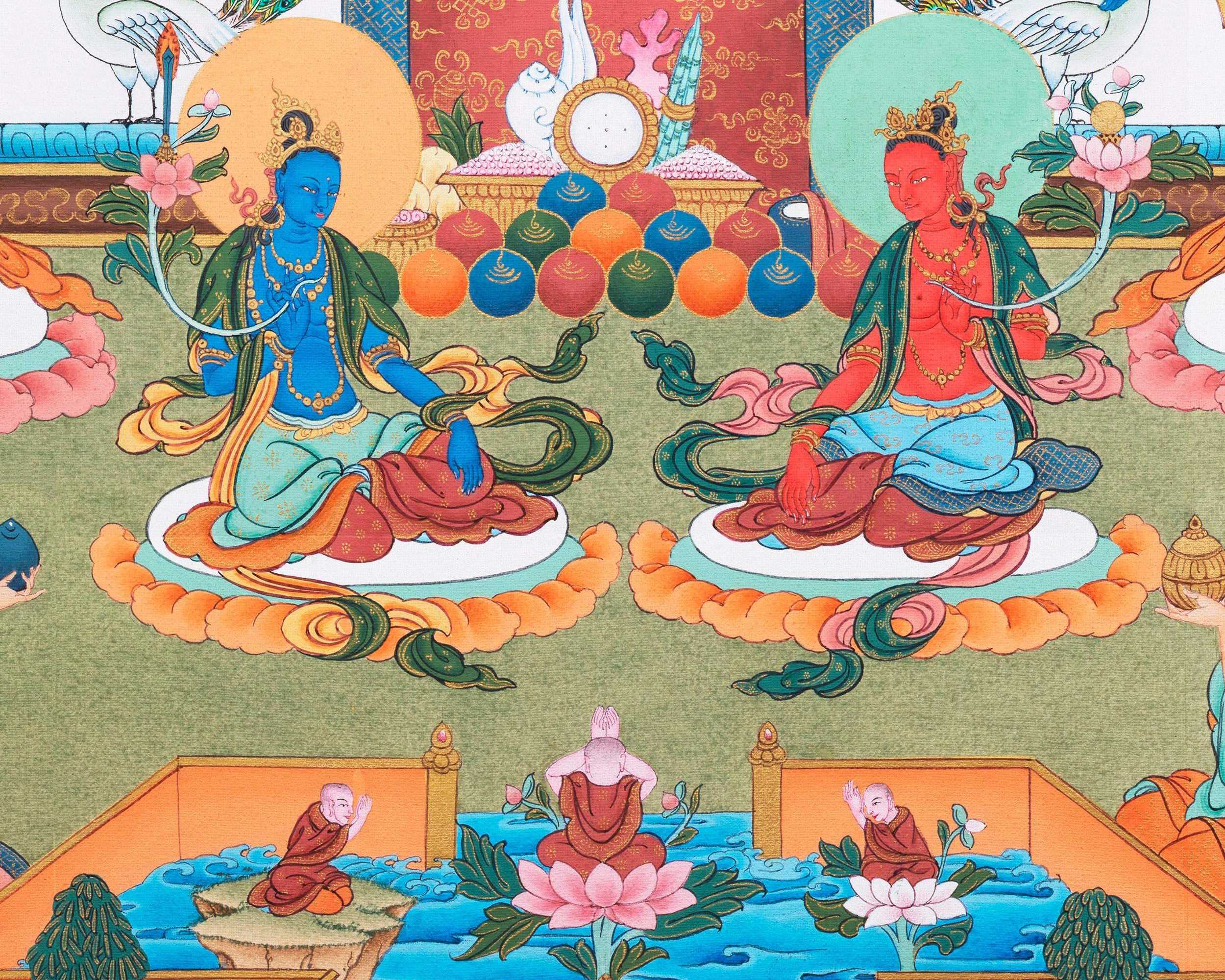Amitabha Buddha Pureland Thangka | High Quality Thangka Print