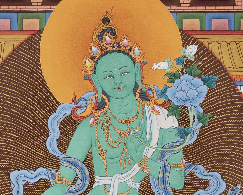 21 Tara | Tibetan Thangka | Green Tara Painting | Enlightenment Thangka