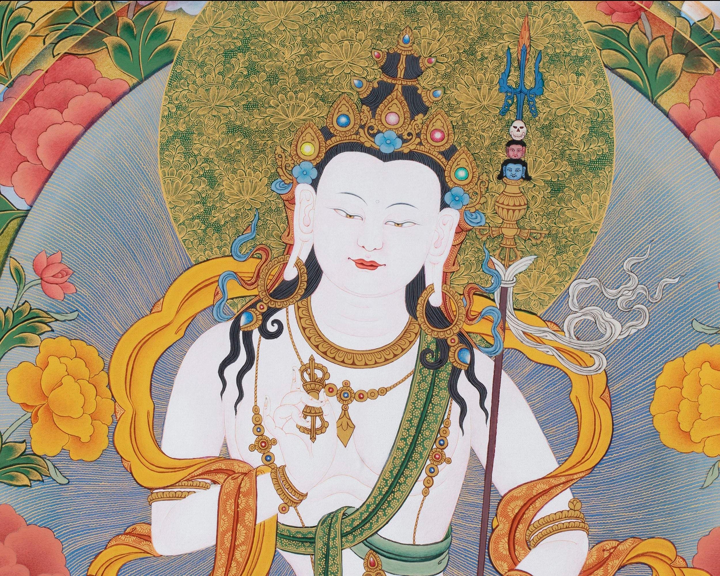 Mipham Wangdu Thangka Print with brocade