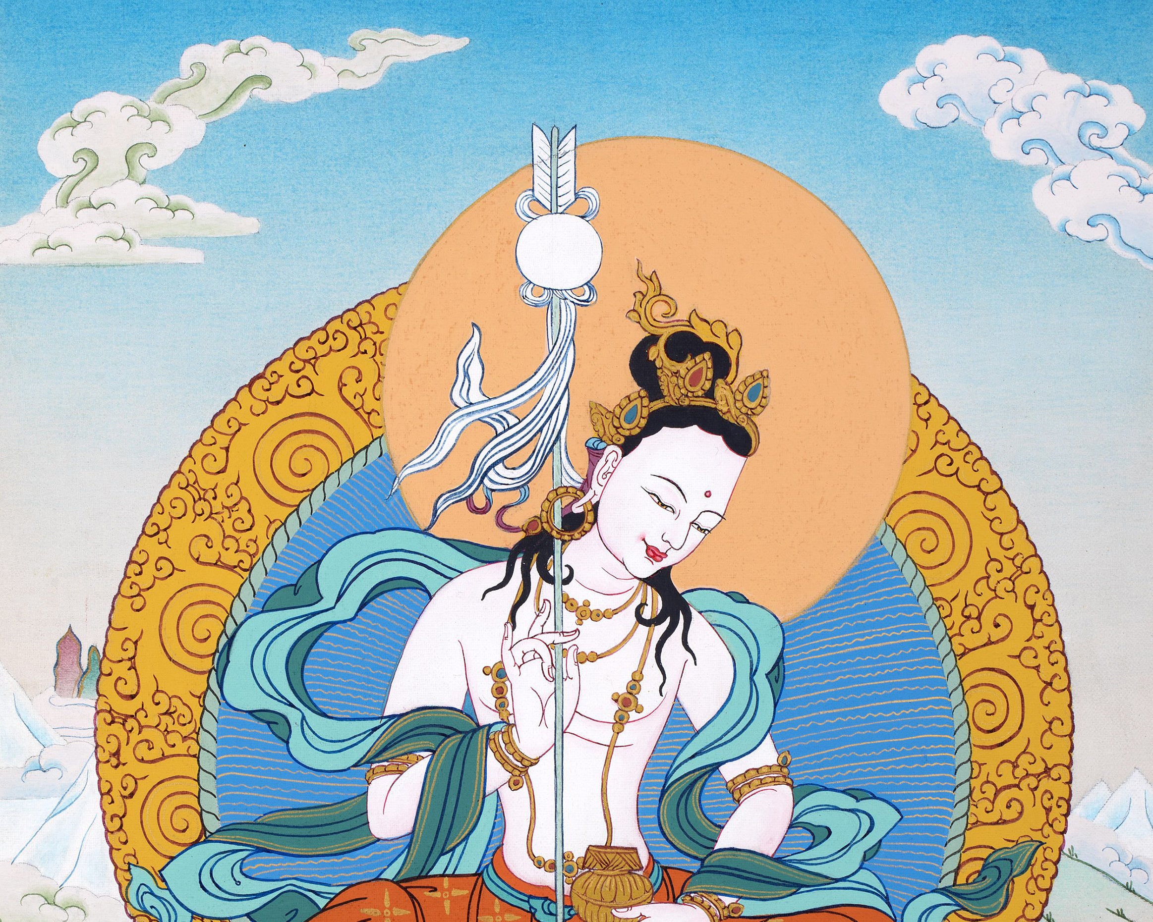 Mandarava, Dakini Thangka Painting, Hand Painted Vajrayana Thangka,