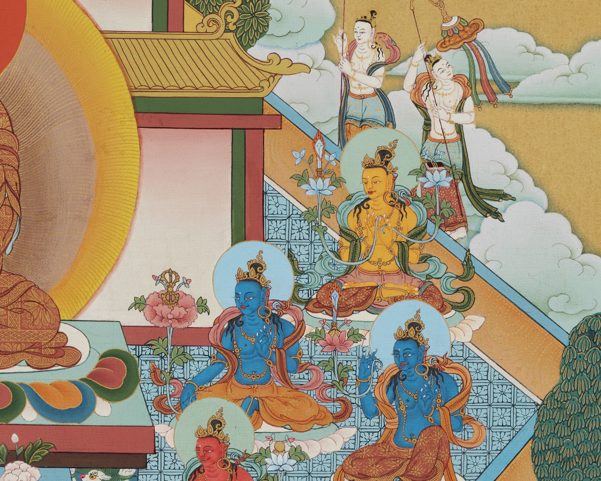 Amitabha Buddha Pureland Thangka | High Quality Thangka Print