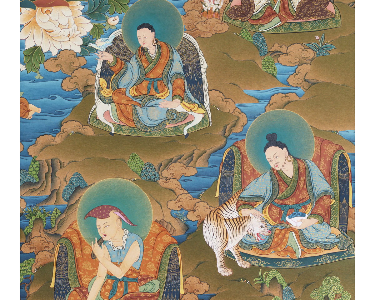 Guru Rinpoche Thangka, 25 disciples of Padmasambhava, High Quality Giclee Canvas Print, Digital Print, Thangka Print