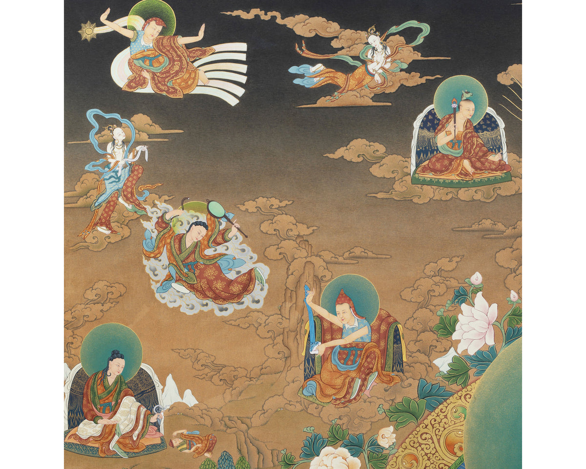 Guru Rinpoche Thangka, 25 disciples of Padmasambhava, High Quality Giclee Canvas Print, Digital Print, Thangka Print