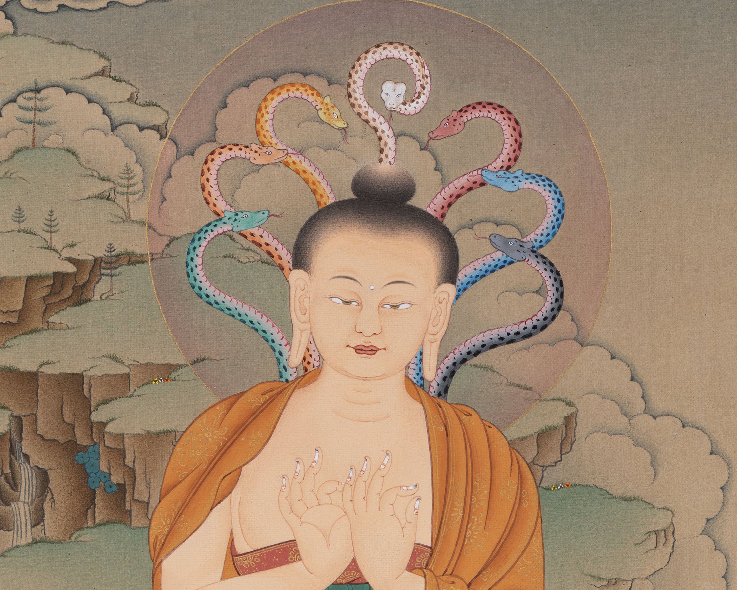 Arya Nagarjuna with Aryadeva Thangka Print | Tibetan Thangka Painting | Karma Gadri Painting