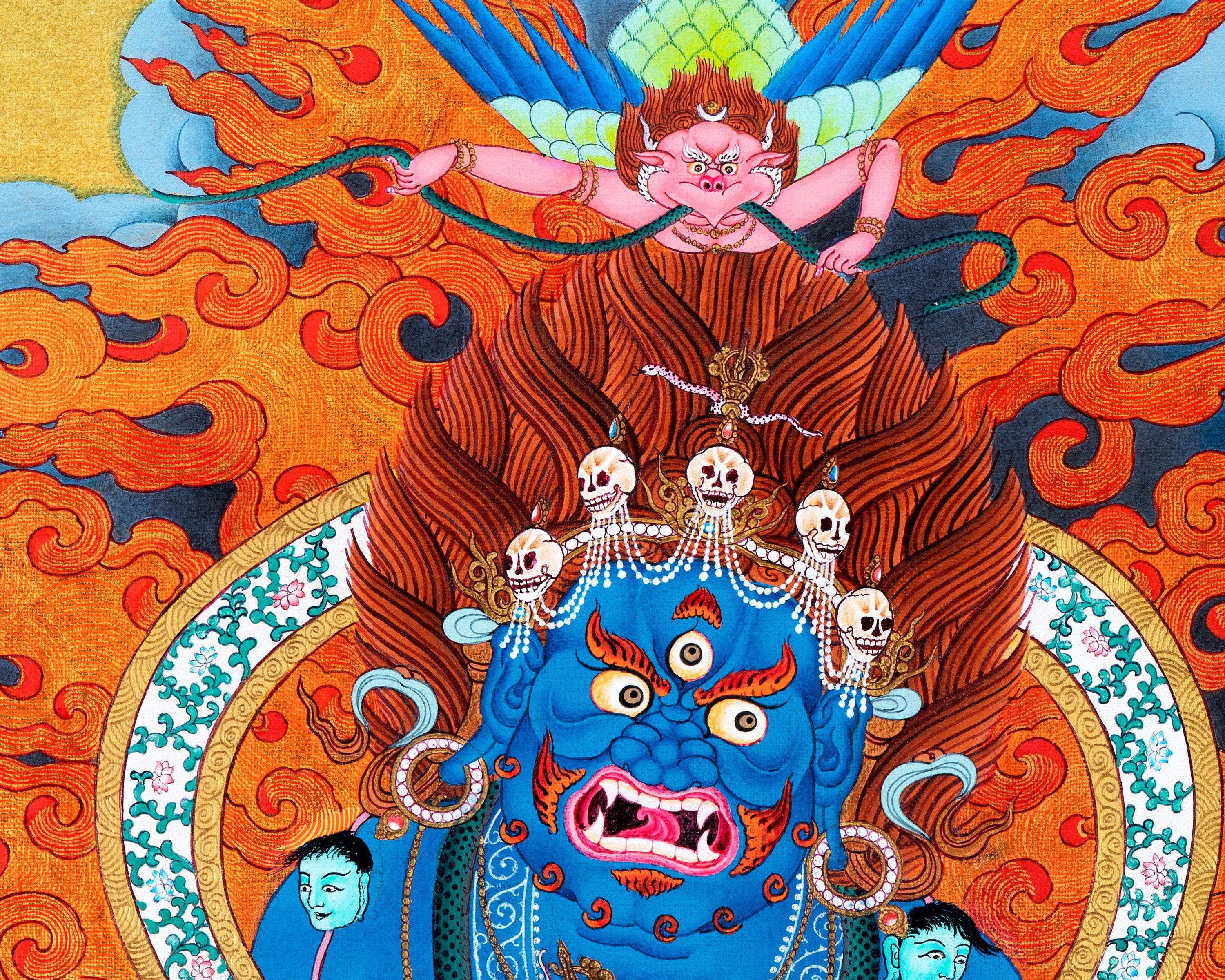 Sakya Mahakala Thangka | Dharmapala | Tibetan Vajrayana Art