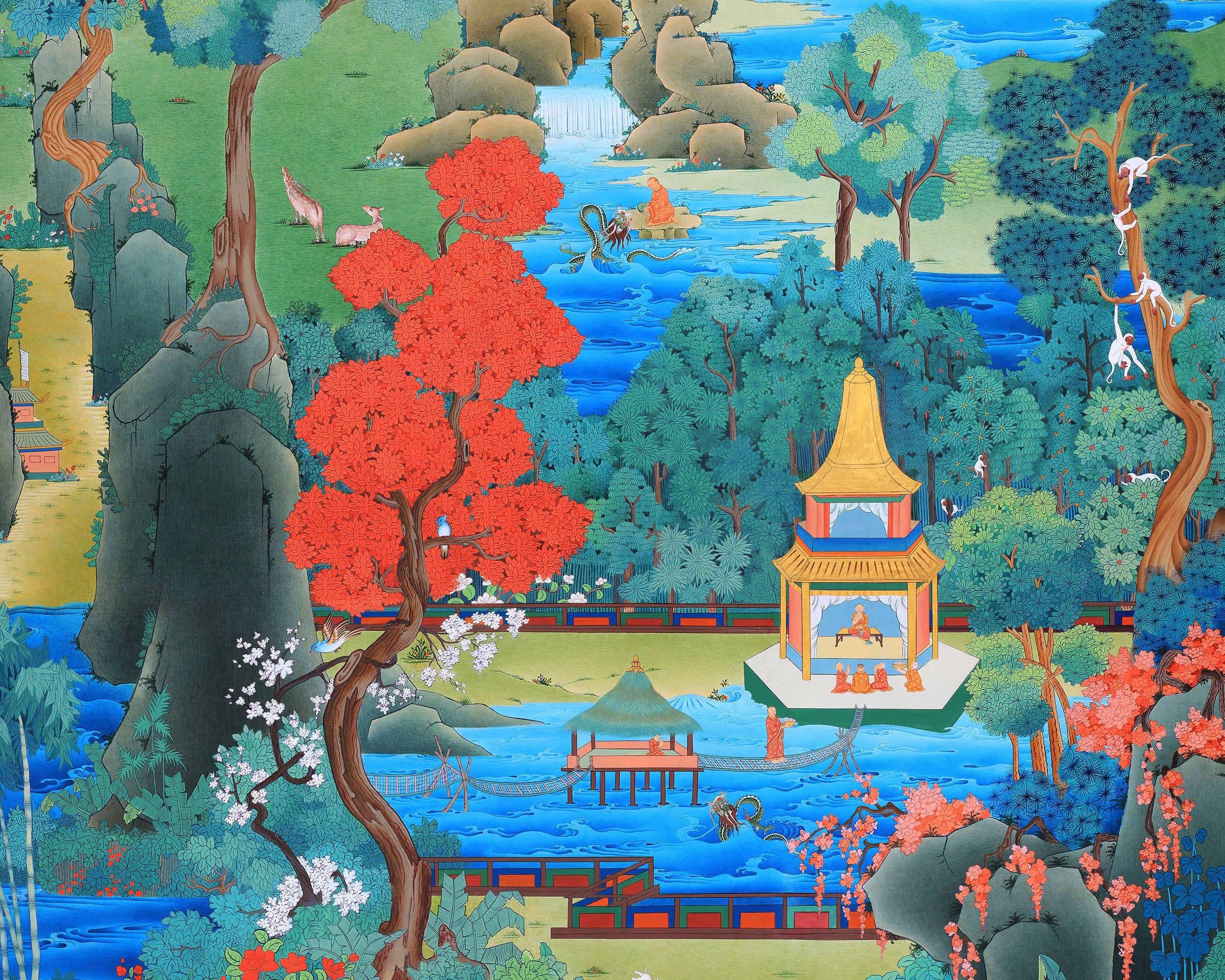 Green Tara Thangka Painting, Tibetan Tara Buddhist Art, High Quality Giclee Canvas Print, Digital Print, Tara
