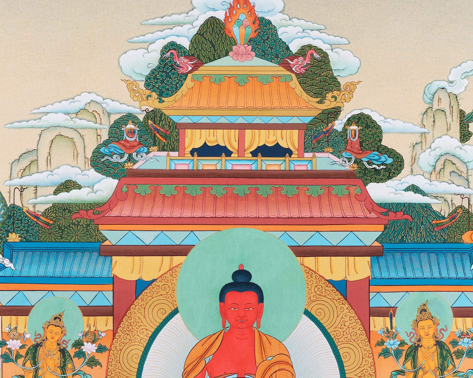 Amitabha Buddha Pureland Thangka | High Quality Thangka Print