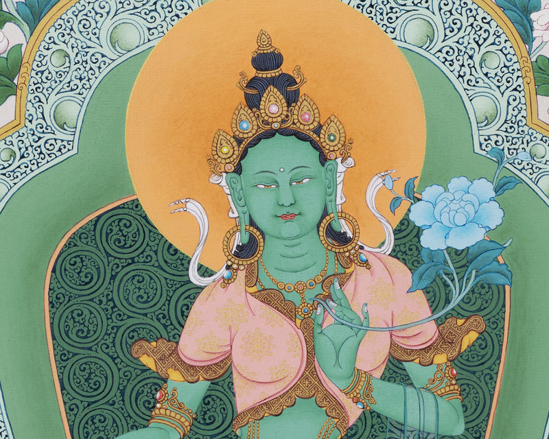 21 Tara Thangka, Green Tara, High Quality Giclee Canvas Print