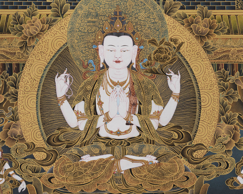 Avalokiteshvara| Chenrezig | Bodhisattva Thangka| Canvas Thangka Print