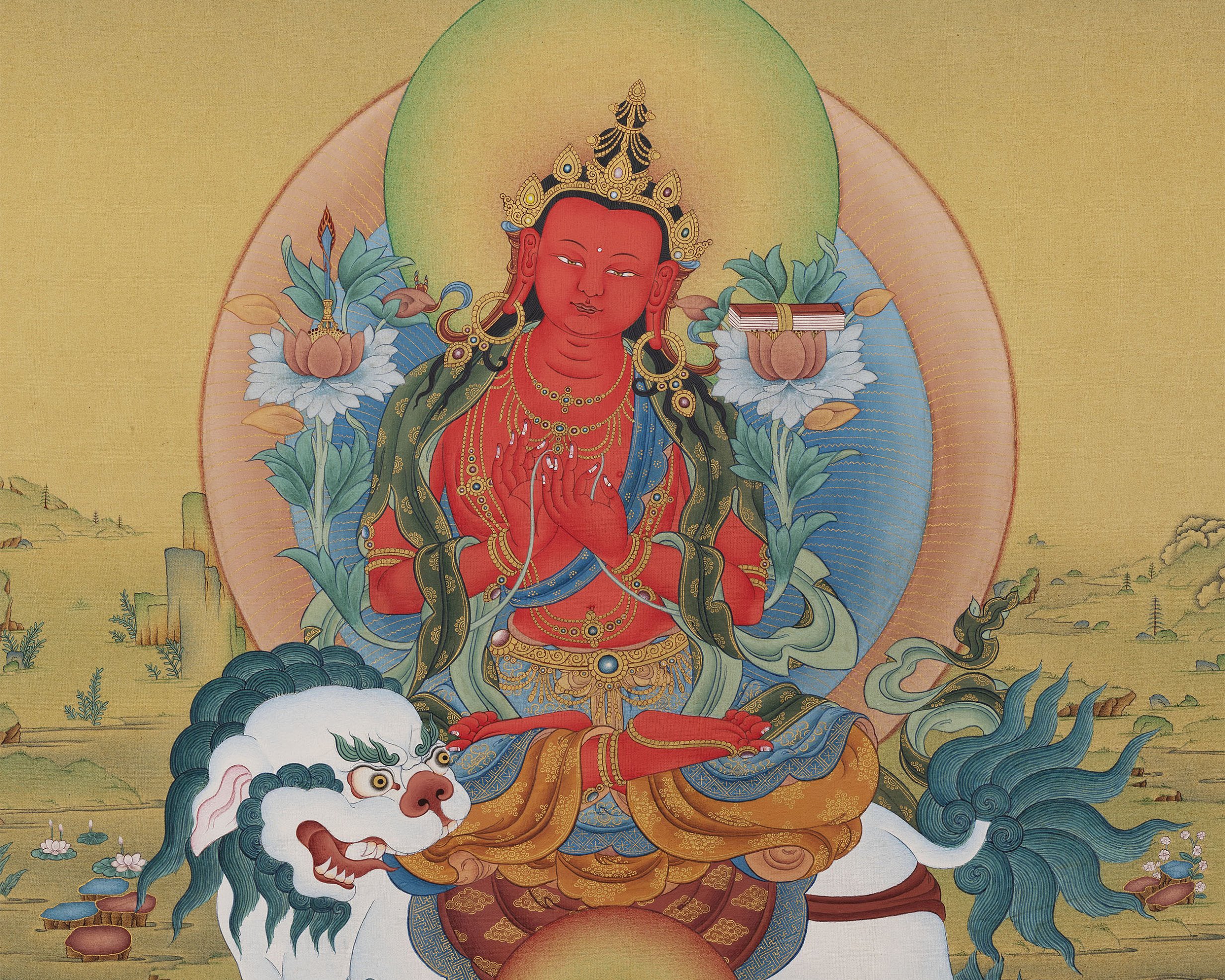 red manjushri thangka