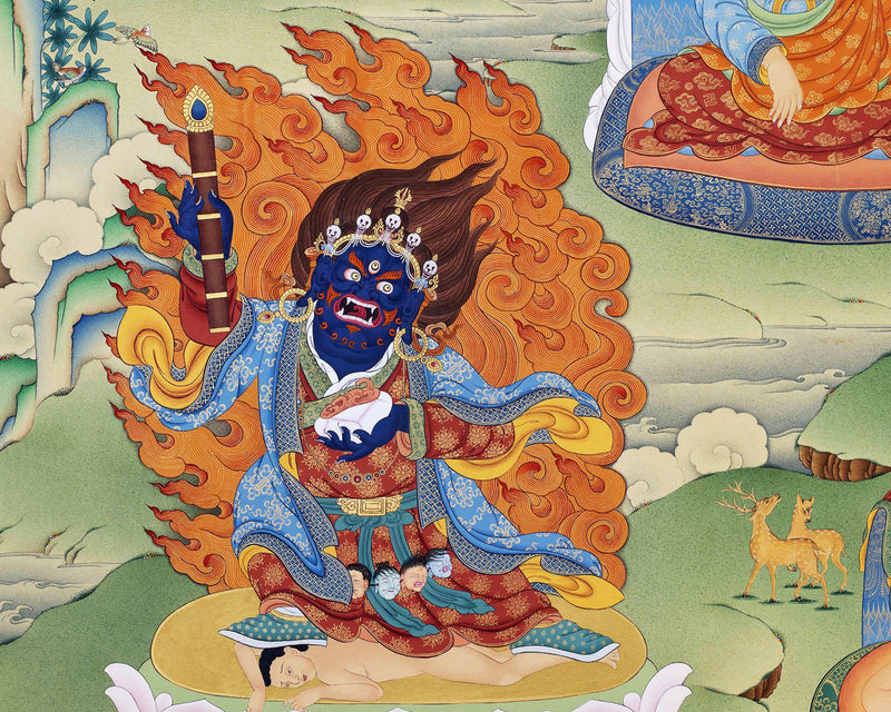 Rare Thangka of Padampa Sangye with Machig Labdron, High Quality Canvas Print