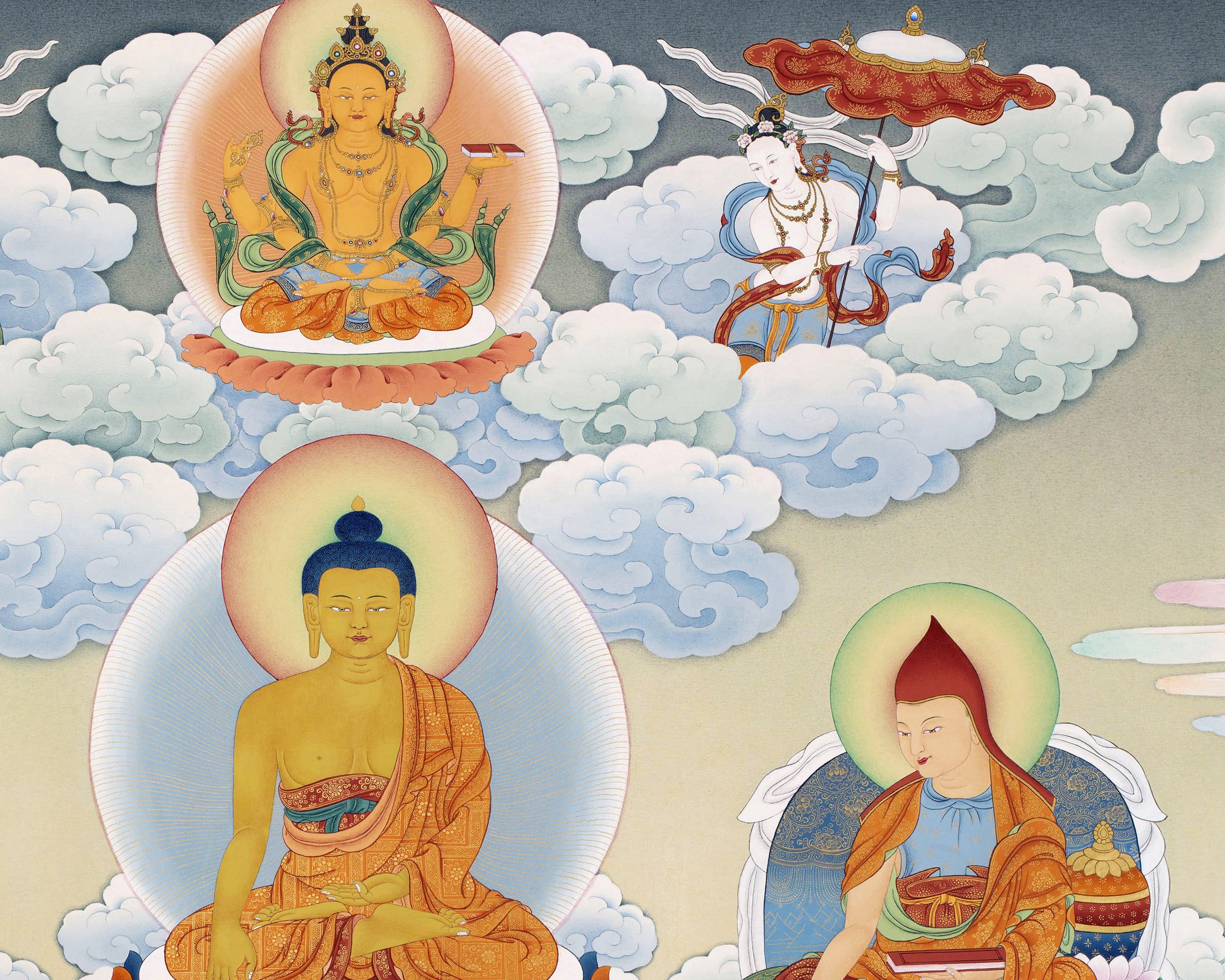 Rare Thangka of Padampa Sangye with Machig Labdron, High Quality Canvas Print