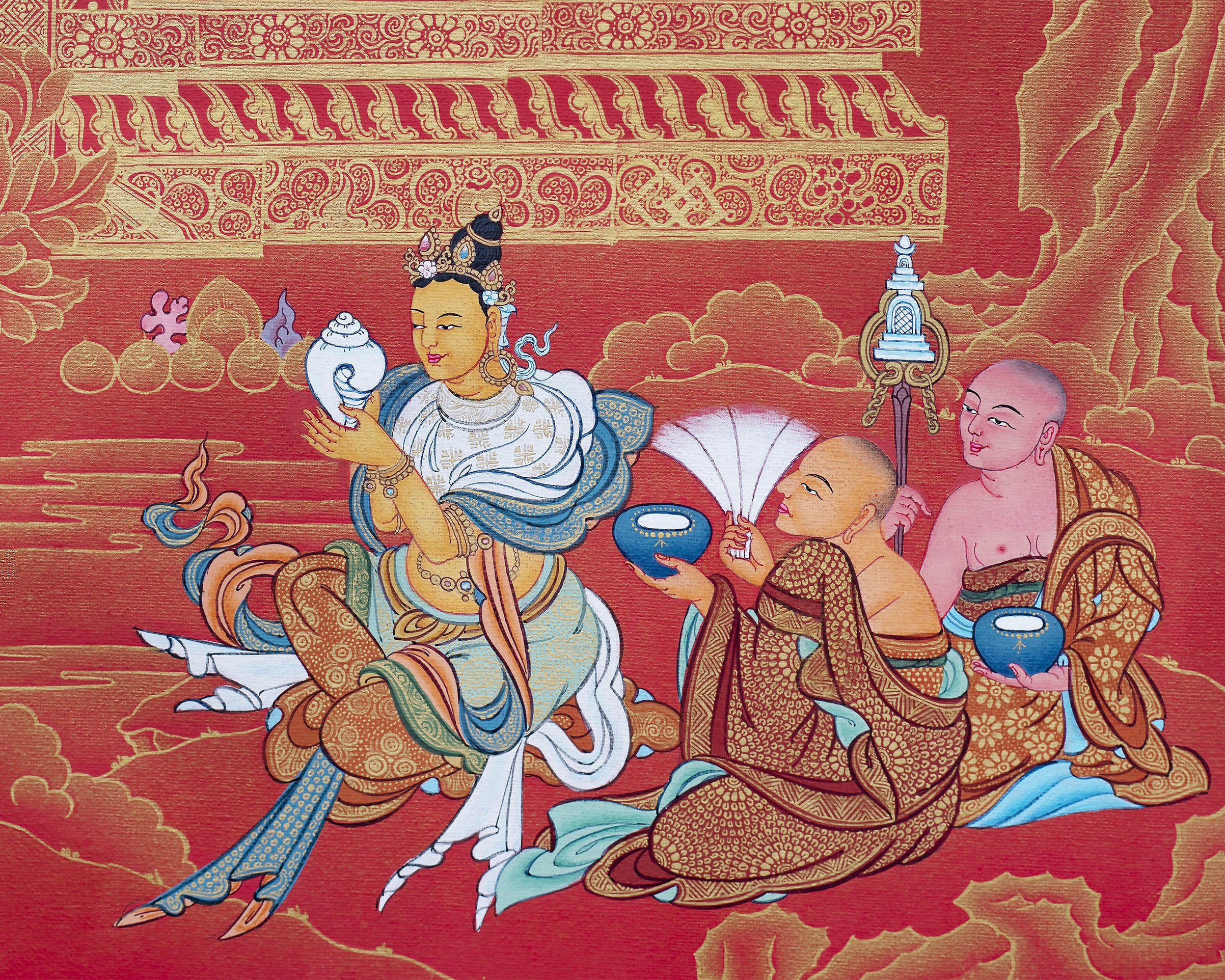 12 Deeds Of Shakyamuni Buddha, Thangka Print, Digital Print