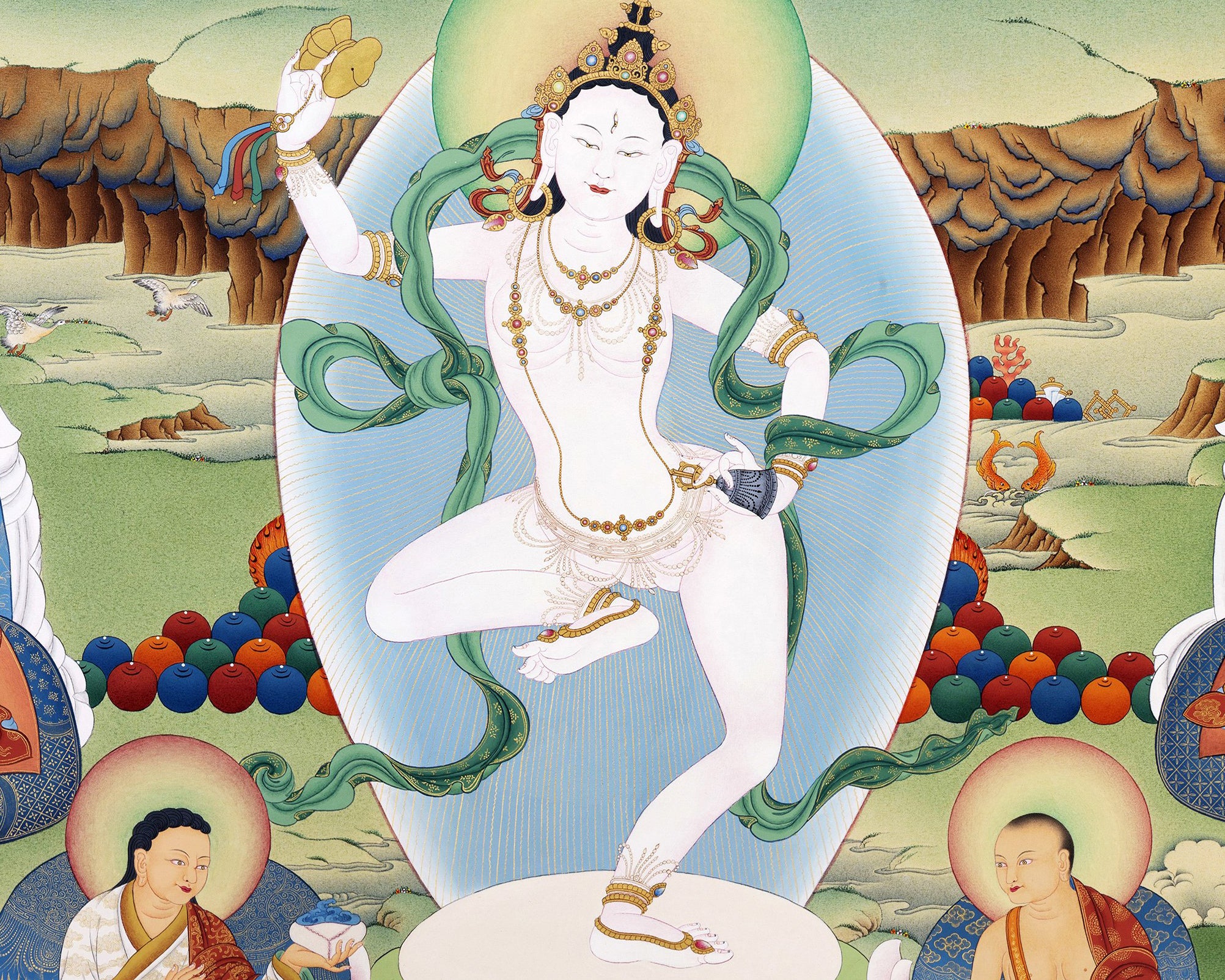 Rare Thangka of Padampa Sangye with Machig Labdron, High Quality Canvas Print