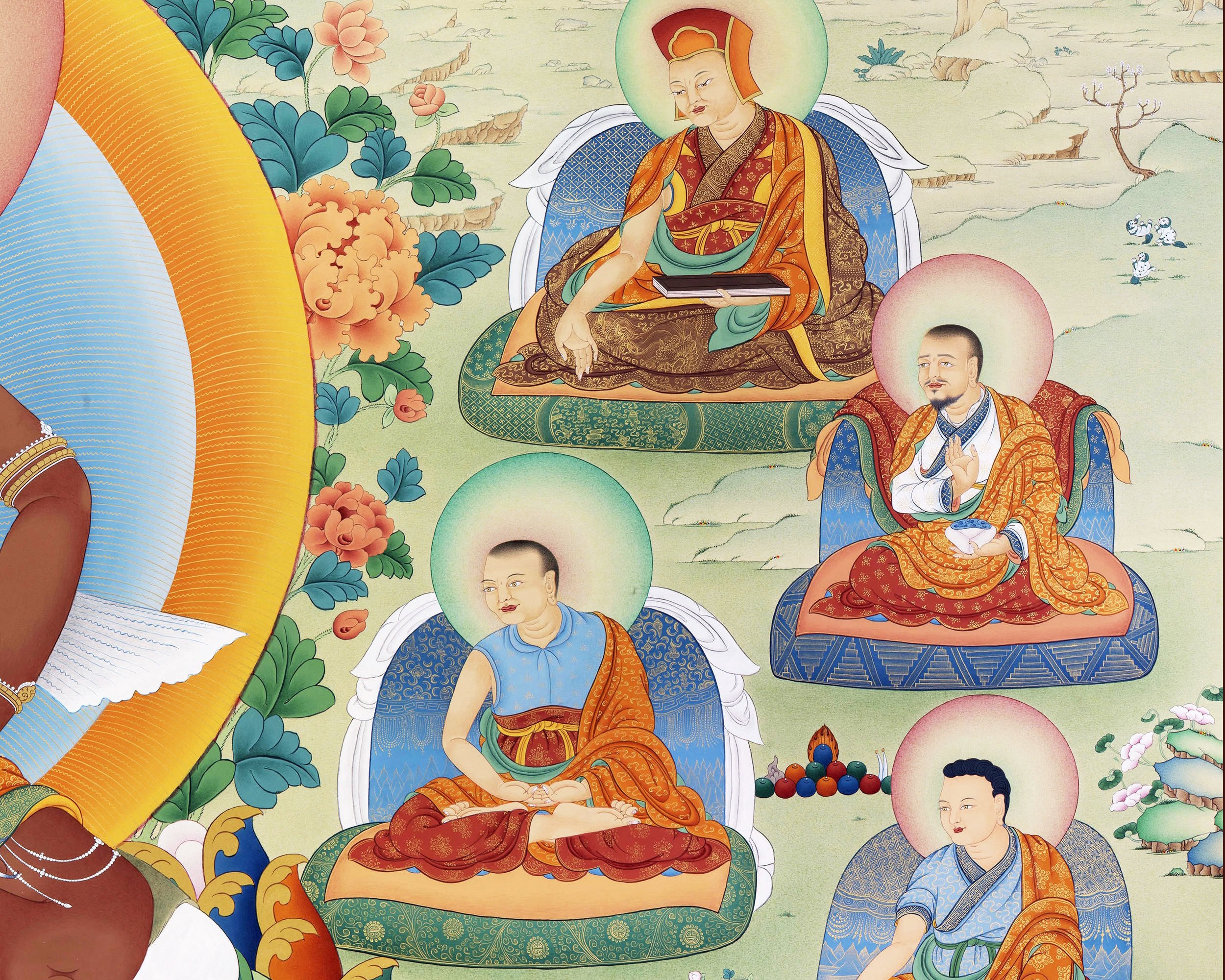 Rare Thangka of Padampa Sangye with Machig Labdron, High Quality Canvas Print