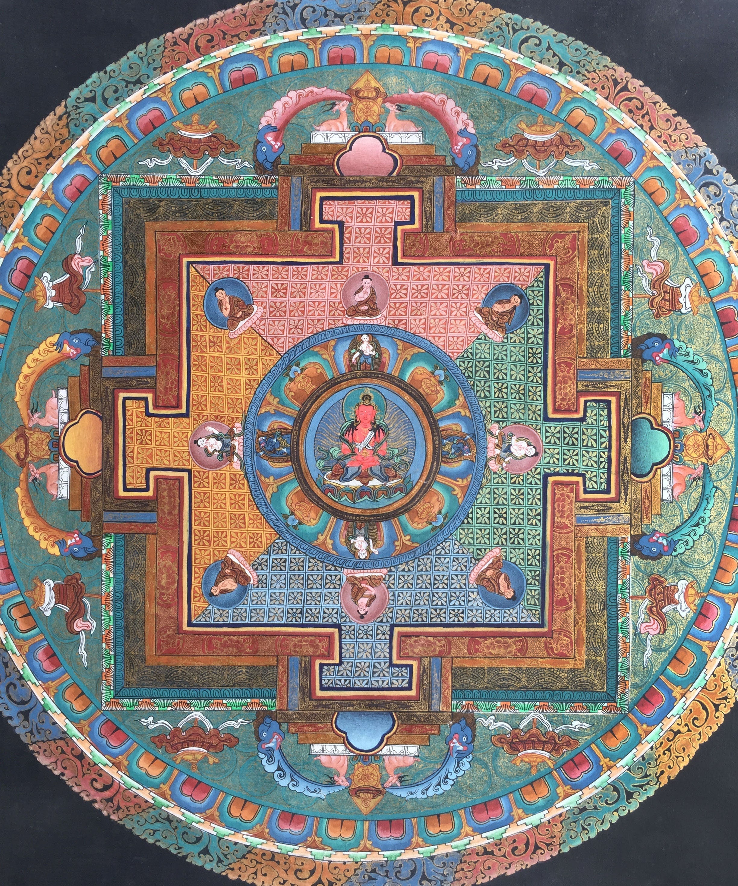 Amitayus mandala thangka | Handmade Sacred Thangka Painting