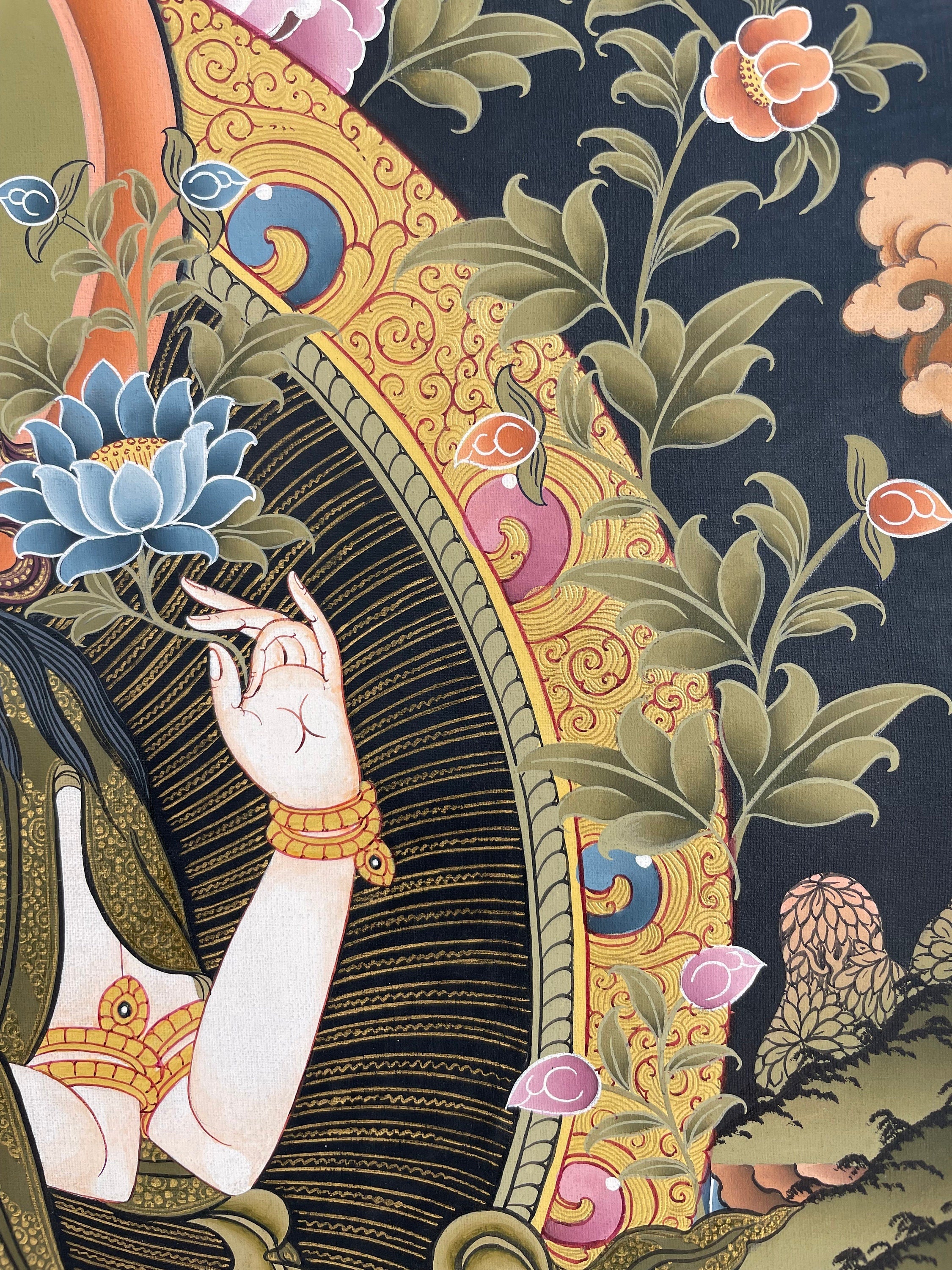 4 Armed Chengrezig | Avalokiteshvara Tibetan Thangka | Wall Decors