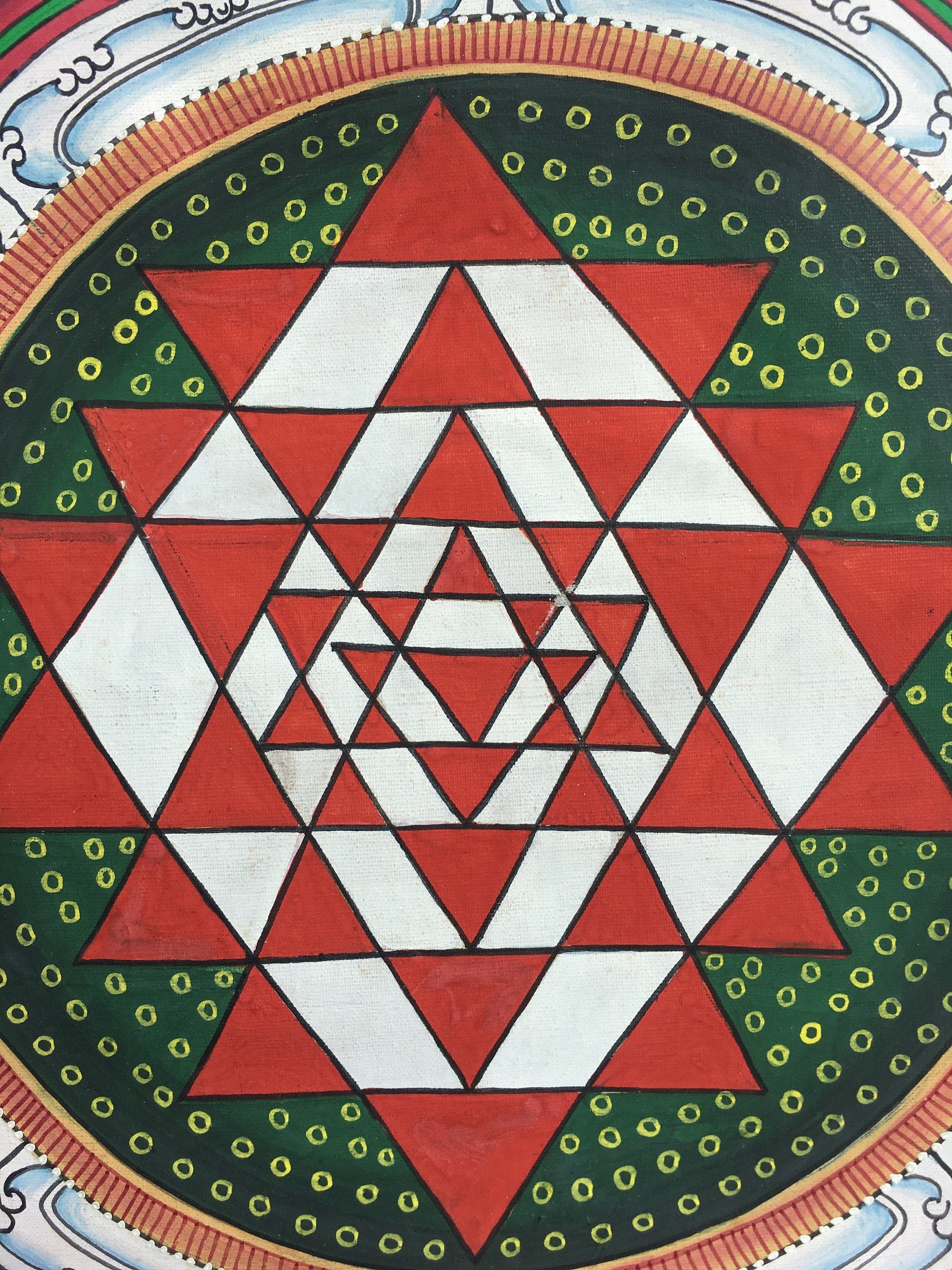 Shri Yantra Mandala Thangka | Brocade Mounted Himalayan Art