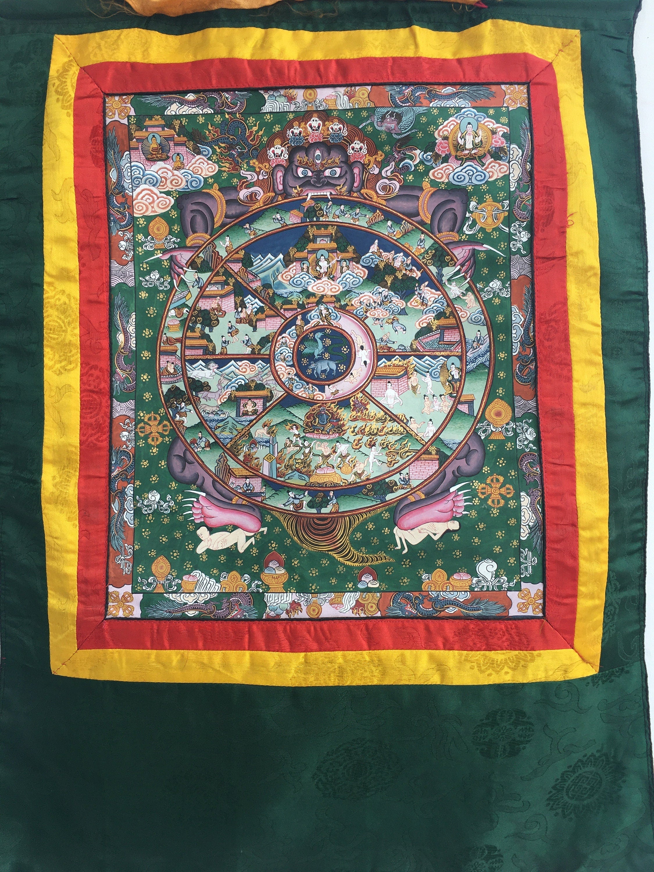 Wheel of life Thangka | Wall hanging Decoration for Relaxation | Tibetan Art