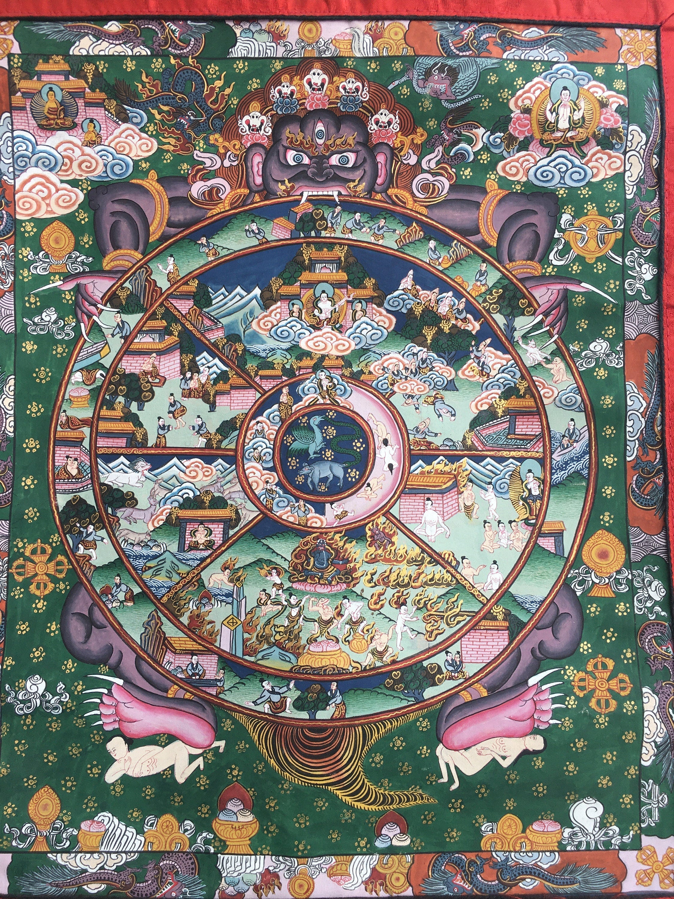 Wheel of life Thangka | Wall hanging Decoration for Relaxation | Tibetan Art